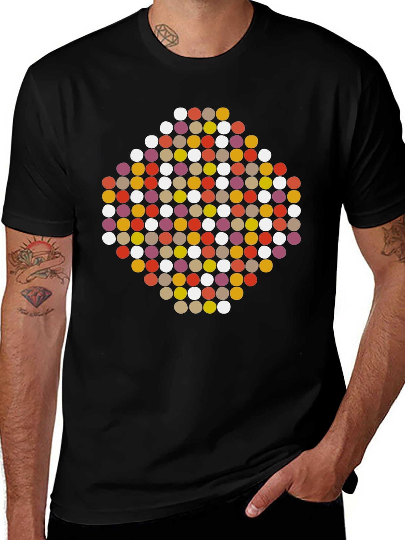 Variant 28 of Modern Geometric Dot Pattern Black T-Shirt