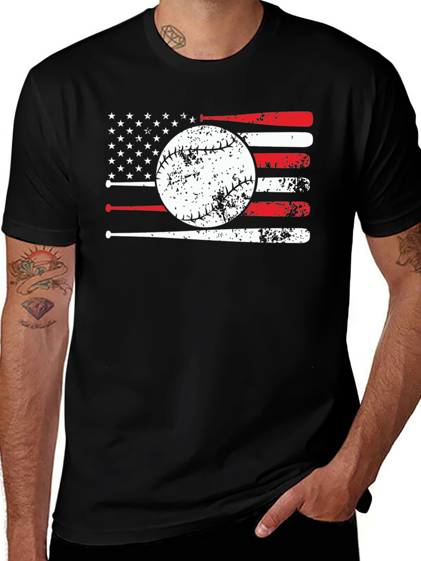 Variant 19 of Baseball Flag Graphic T-Shirt - Patriotic Design