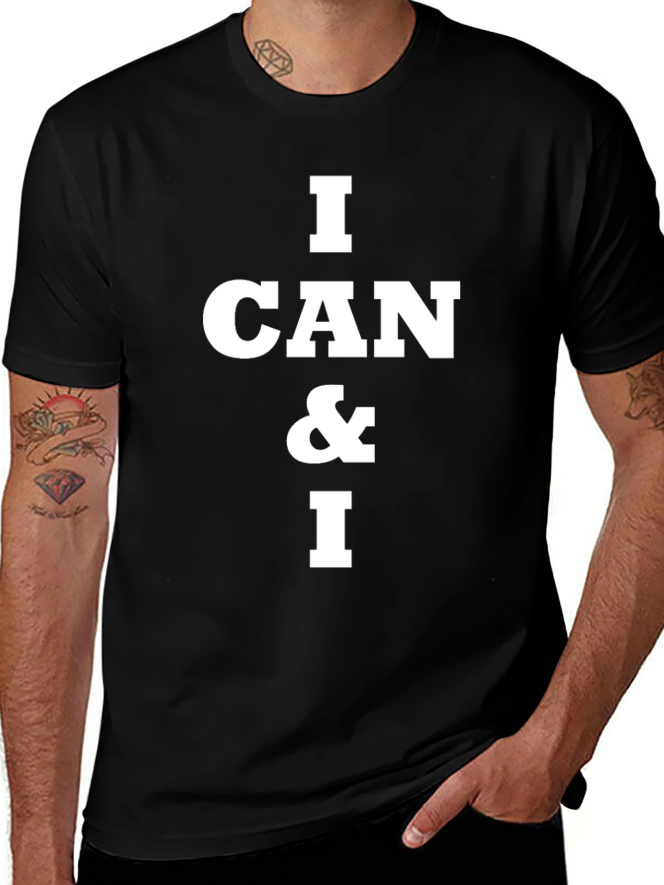 Variant 21 of I Can & I Graphic Tee - Mens Black T-Shirt