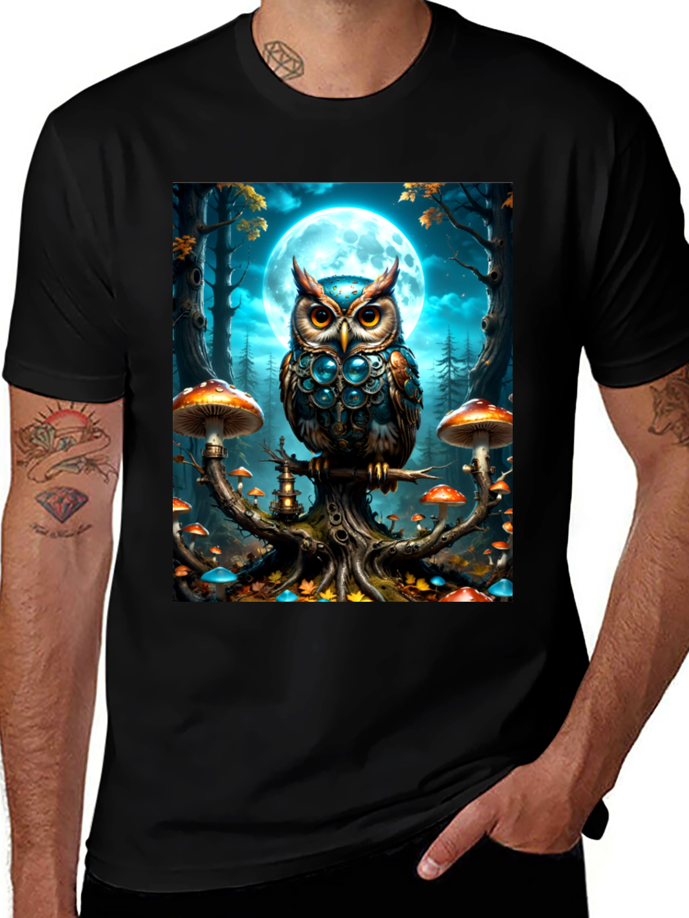 Variant 28 of Owl Moon T-Shirt: Fantasy Forest Tee