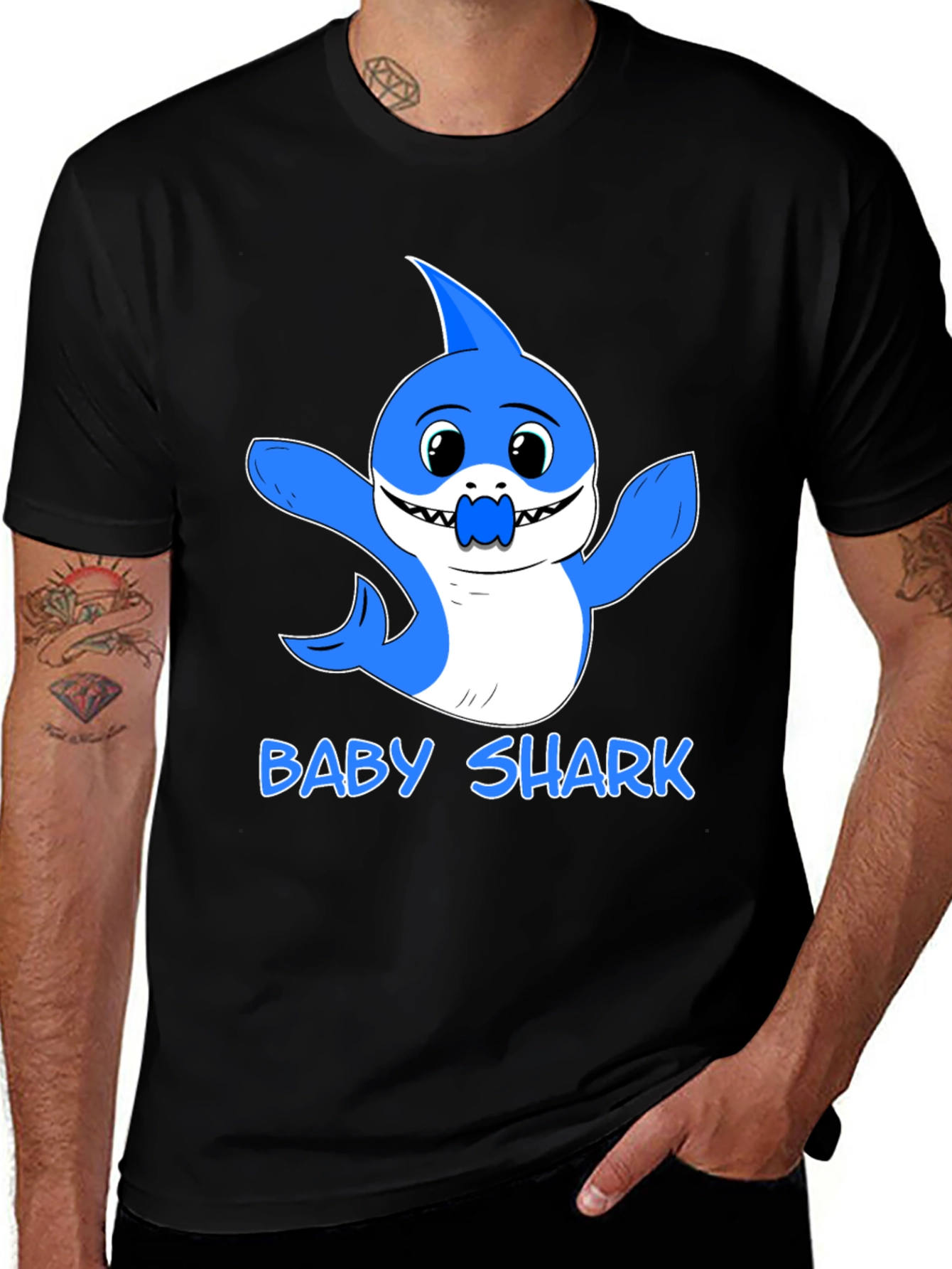 Baby Shark Graphic Tee - Black Cotton Shirt