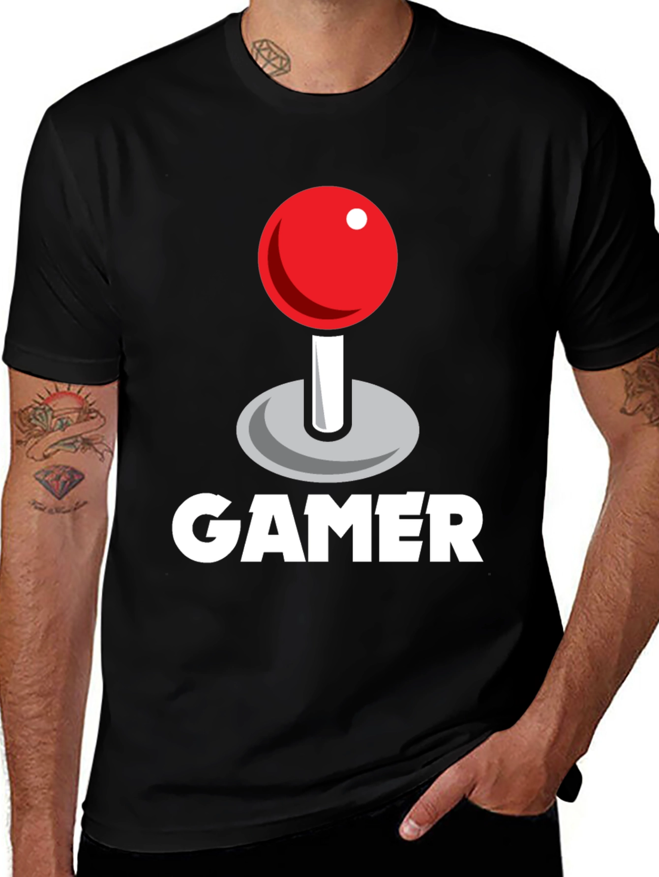 Variant 15 of Gamer Joystick Graphic Tee - Black Cotton T-Shirt