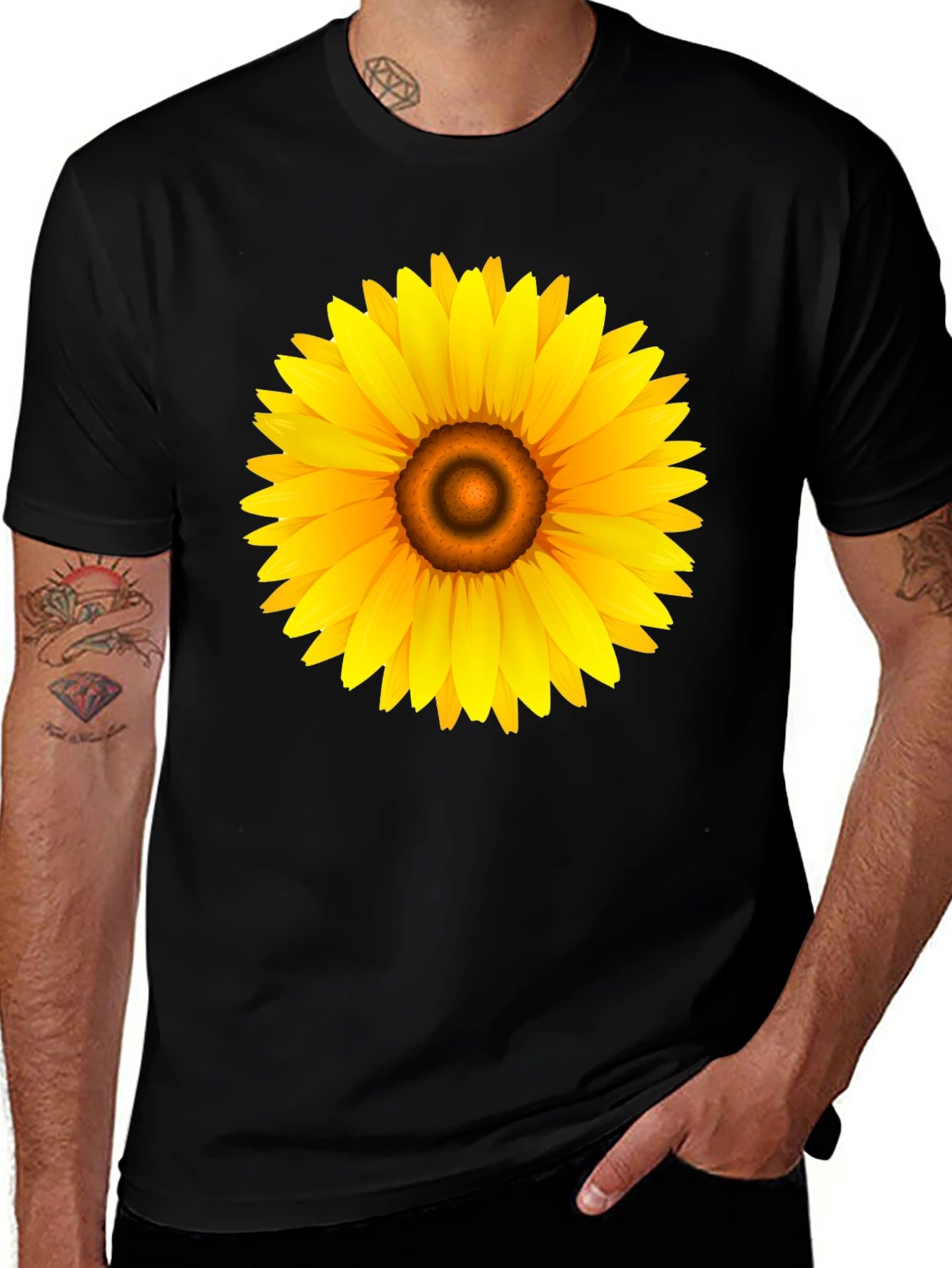 Variant 28 of Sunflower Graphic Black T-Shirt