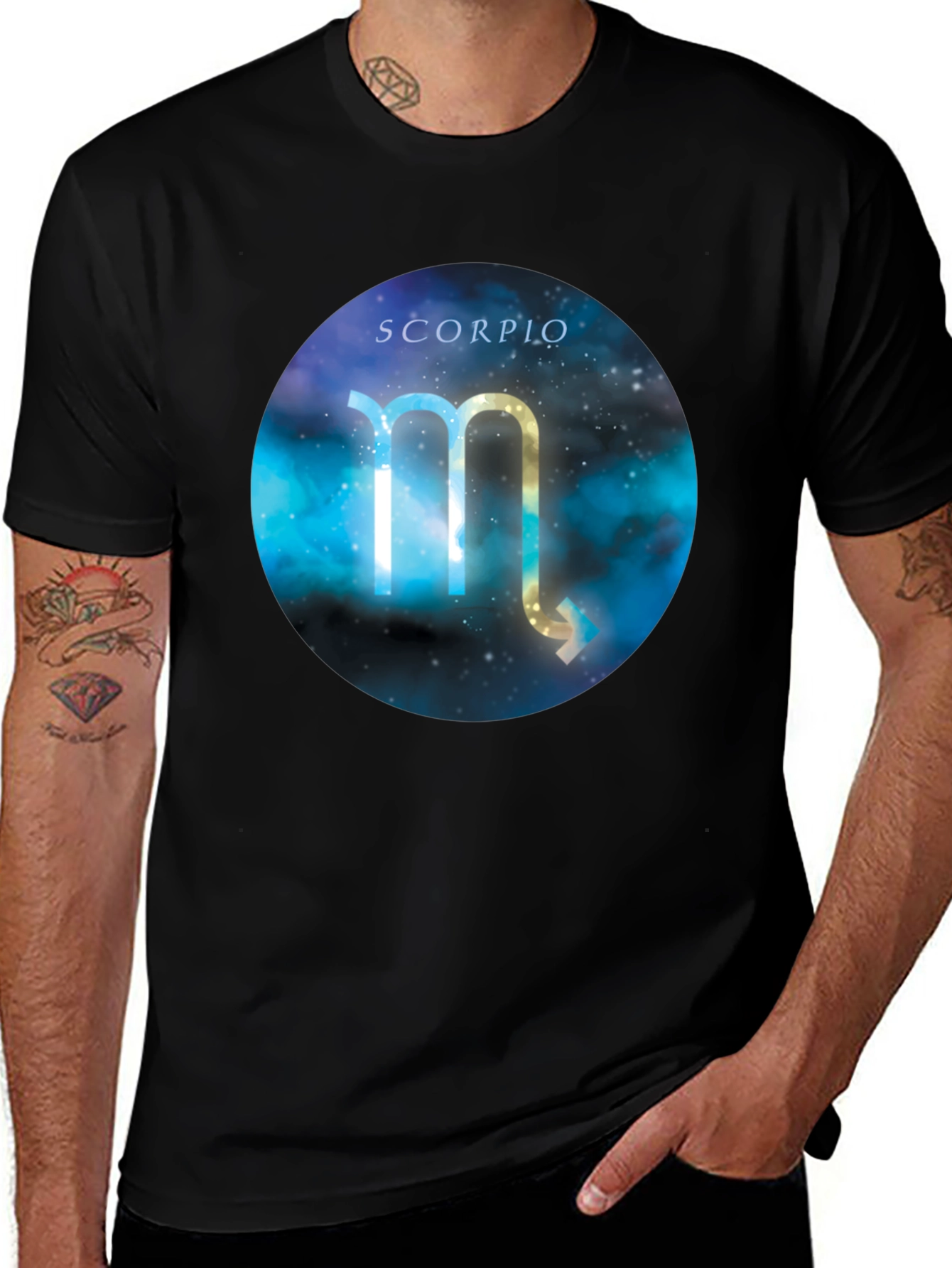 Scorpio Zodiac Black T-Shirt Celestial Design