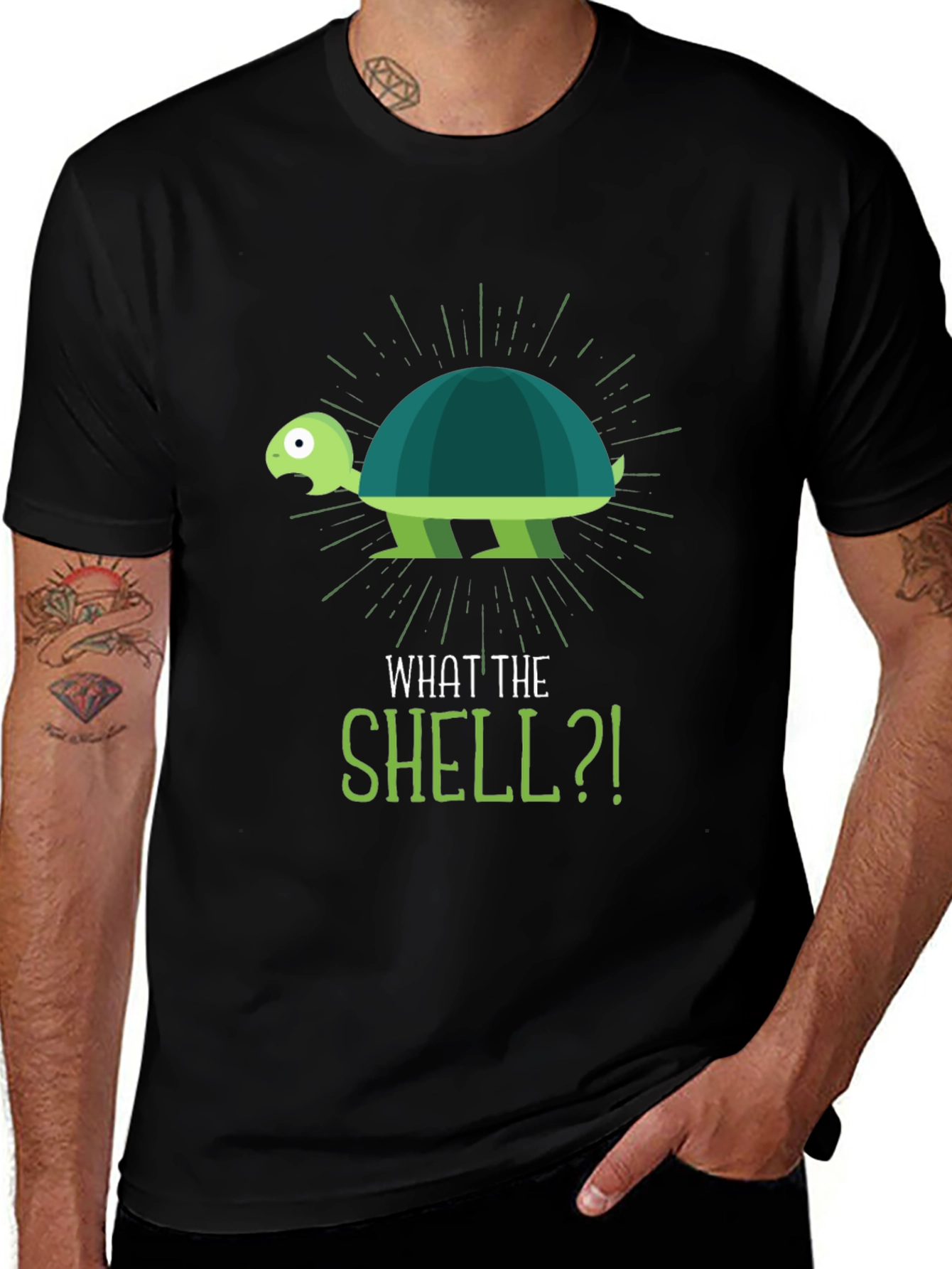 Variant 24 of What the Shell?! Turtle Graphic Black T-Shirt