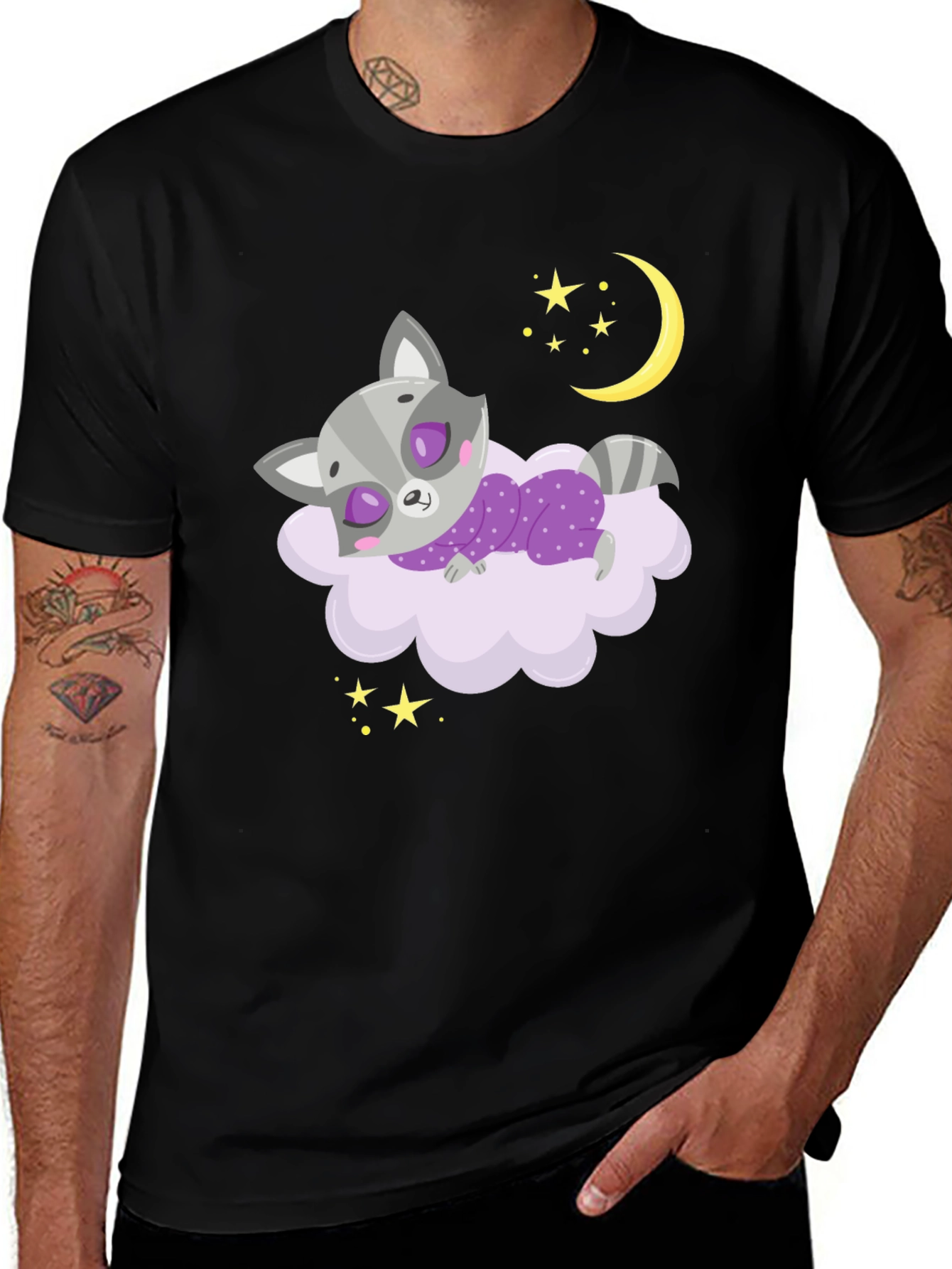 Variant 16 of Cute Raccoon Sleeping on Cloud Graphic Tee