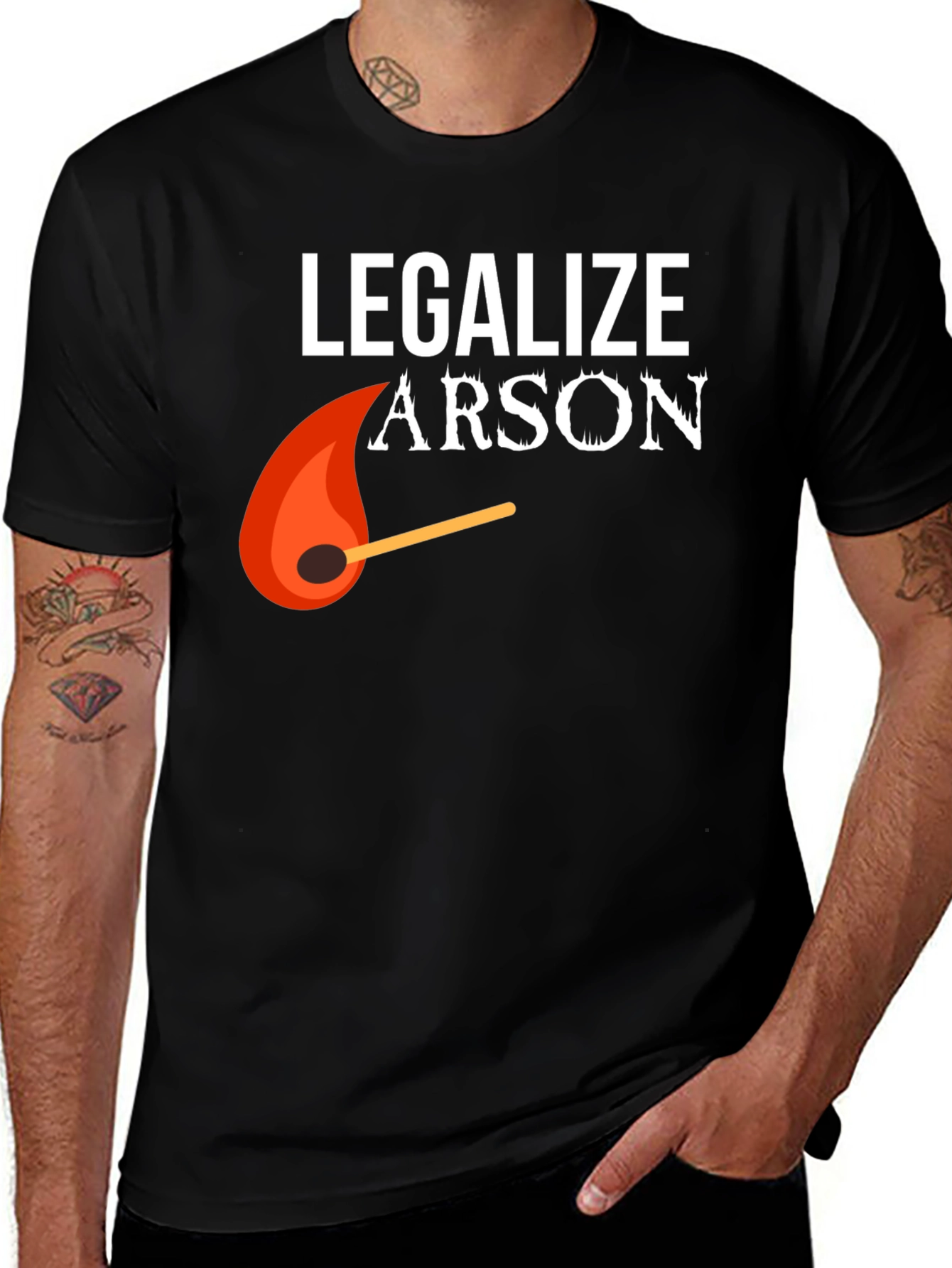Black Legalize Arson Graphic Tee - Funny Fire Starter Shirt main image