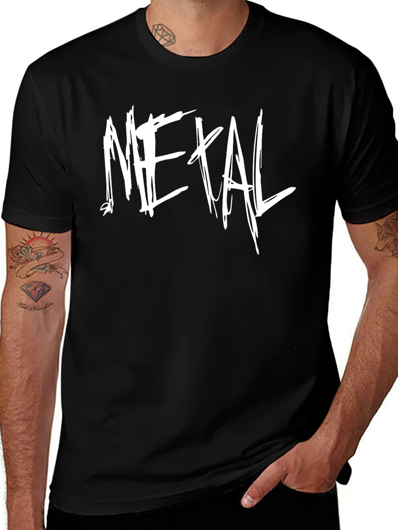 Variant 3 of Metal Music T-Shirt - Black Crew Neck Graphic Tee