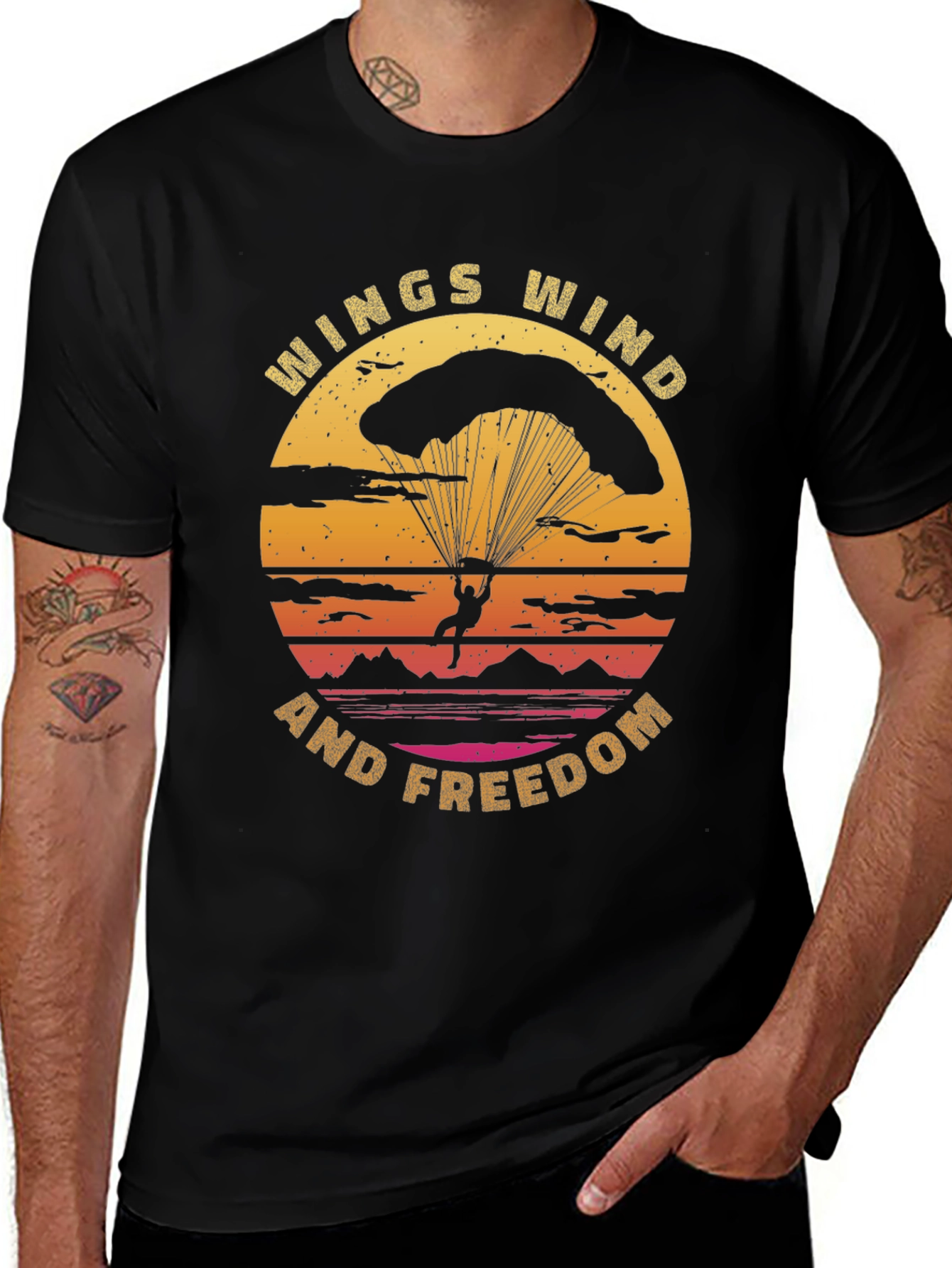Variant 25 of Wings Wind and Freedom T-Shirt Paragliding Design