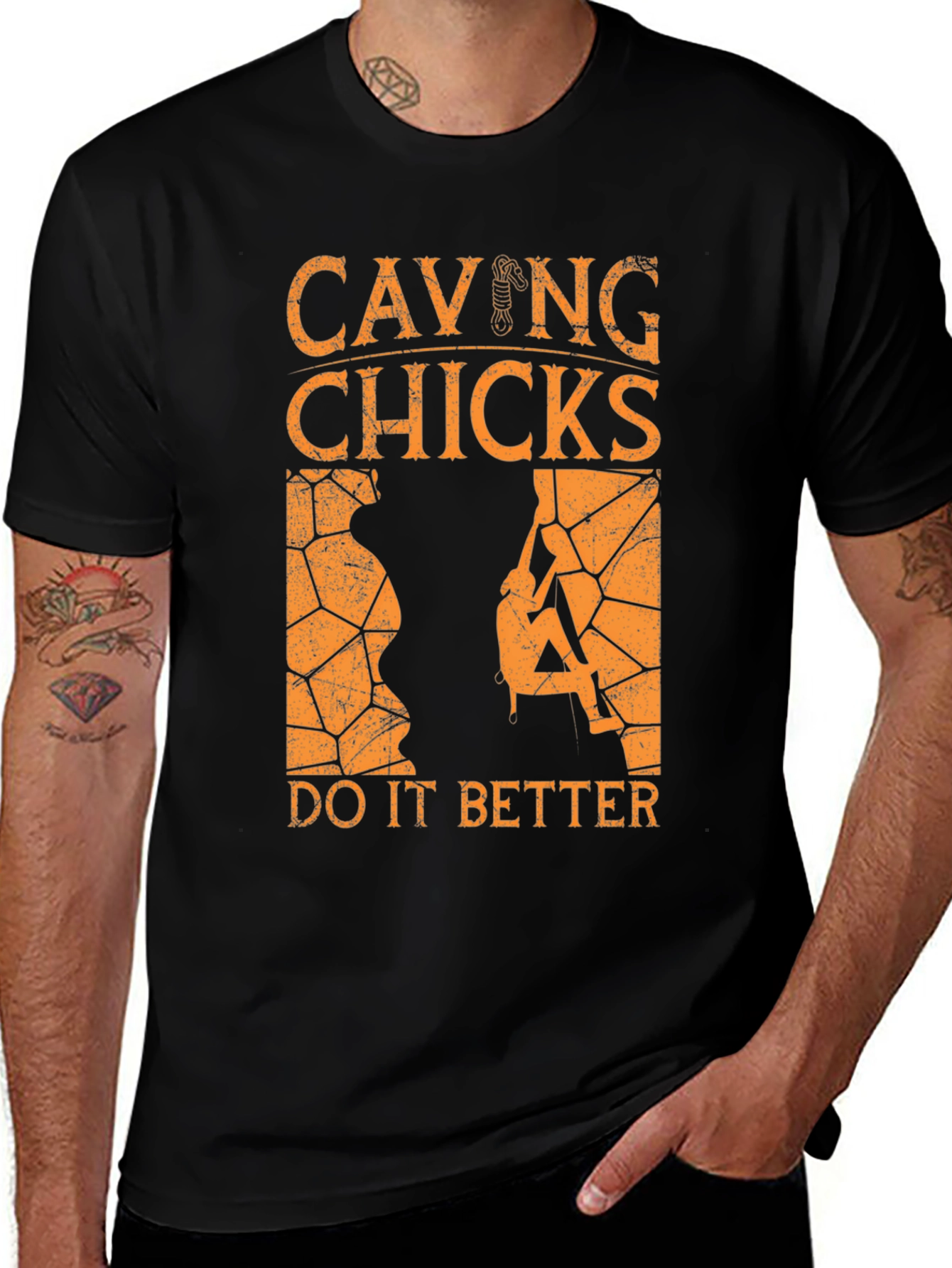 Variant 19 of Caving Chicks T-Shirt - Rock Climbing Tee