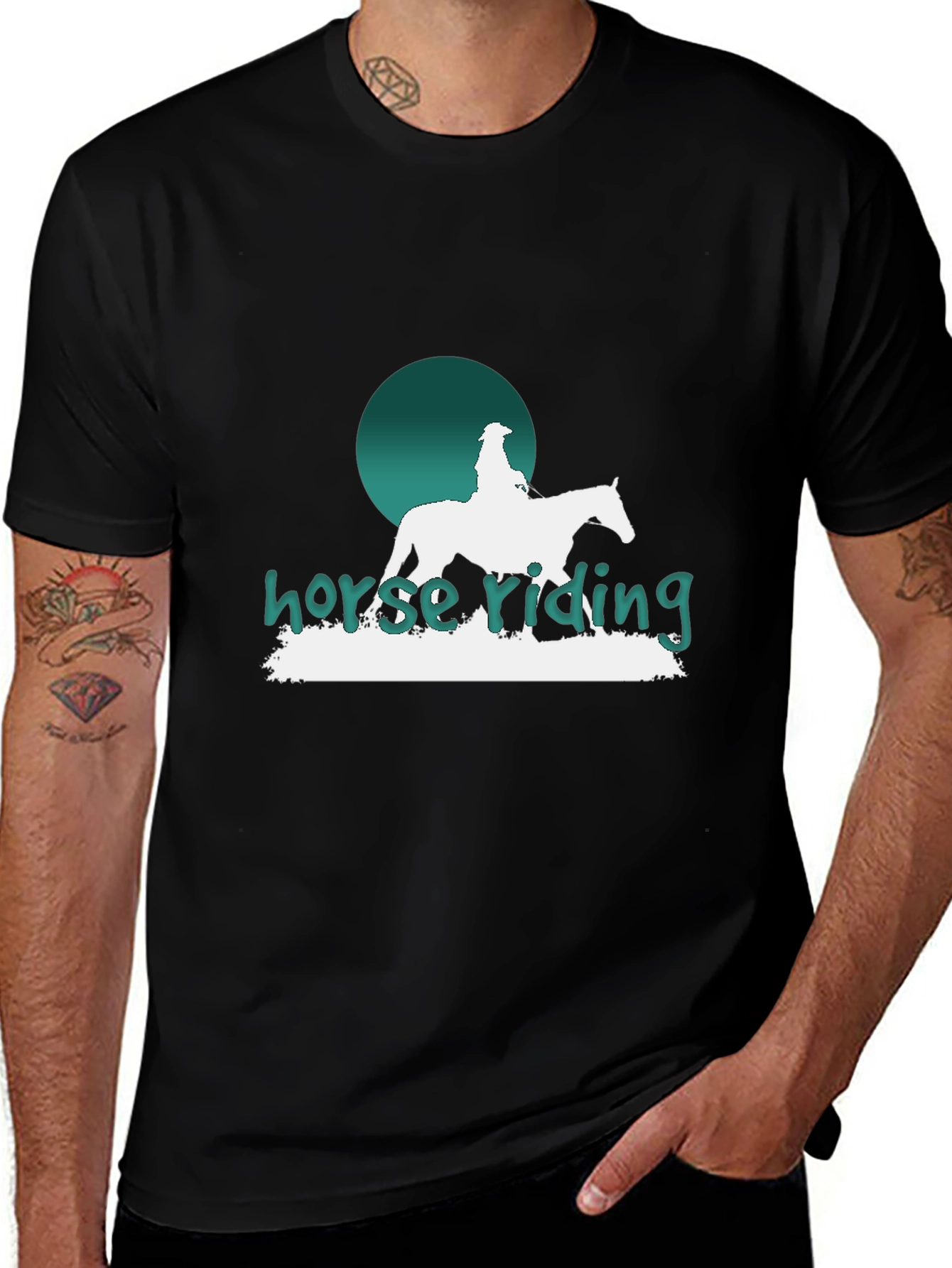 Variant 6 of Horse Riding Graphic T-Shirt - Stylish Equestrian Design