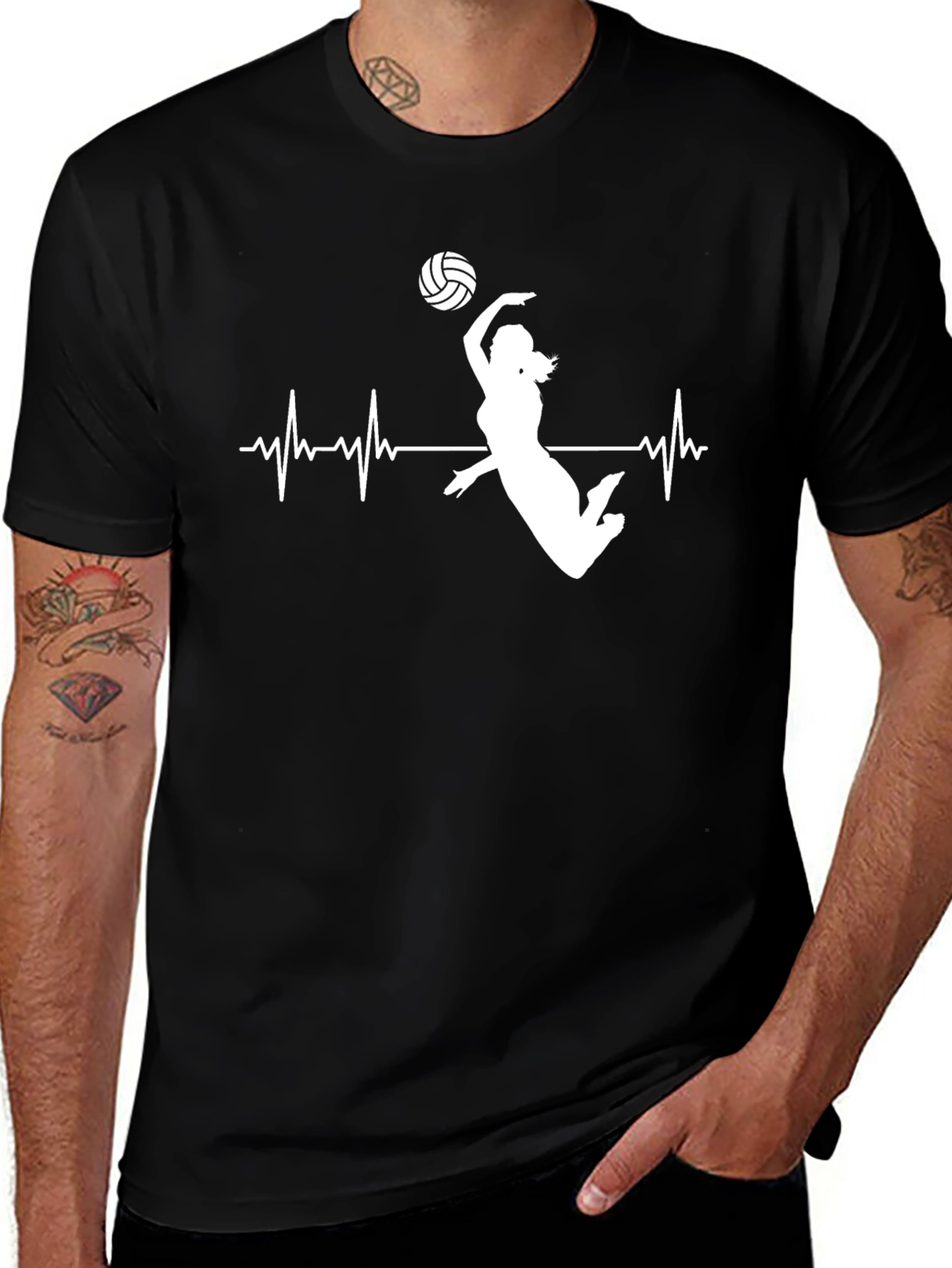 Variant 27 of Volleyball Heartbeat Graphic T-Shirt