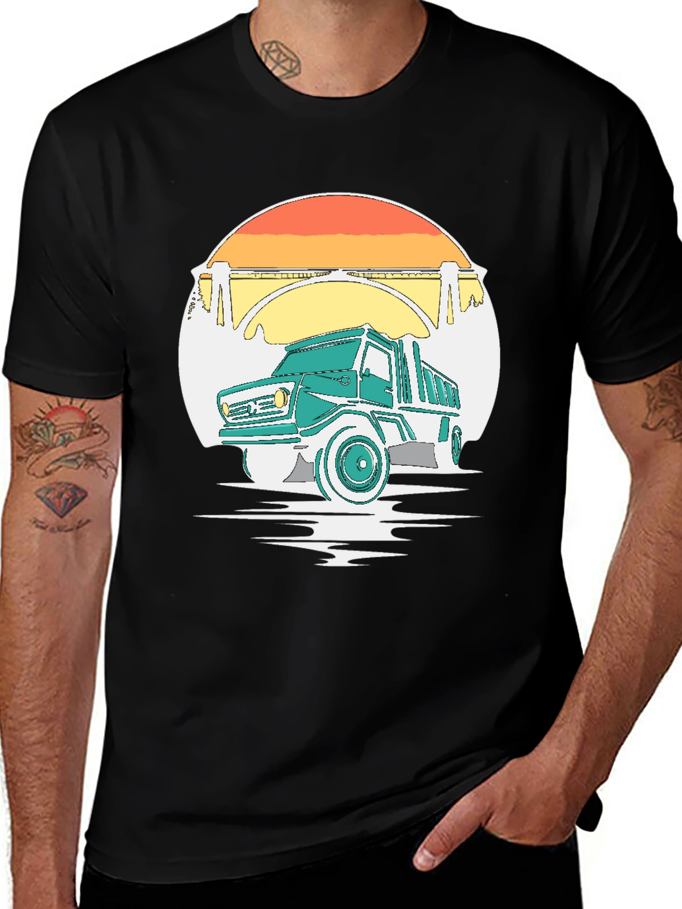 Variant 12 of Vintage Truck Graphic Tee - Black