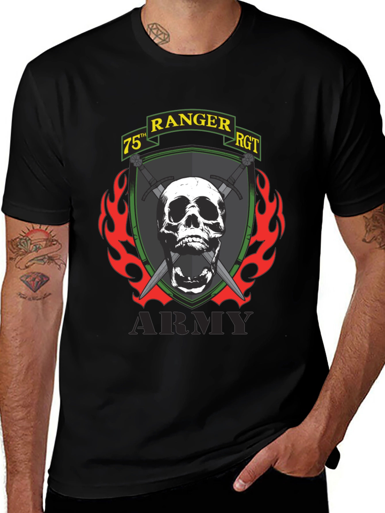 75th Ranger RGT Skull Graphic T-Shirt - Army Pride