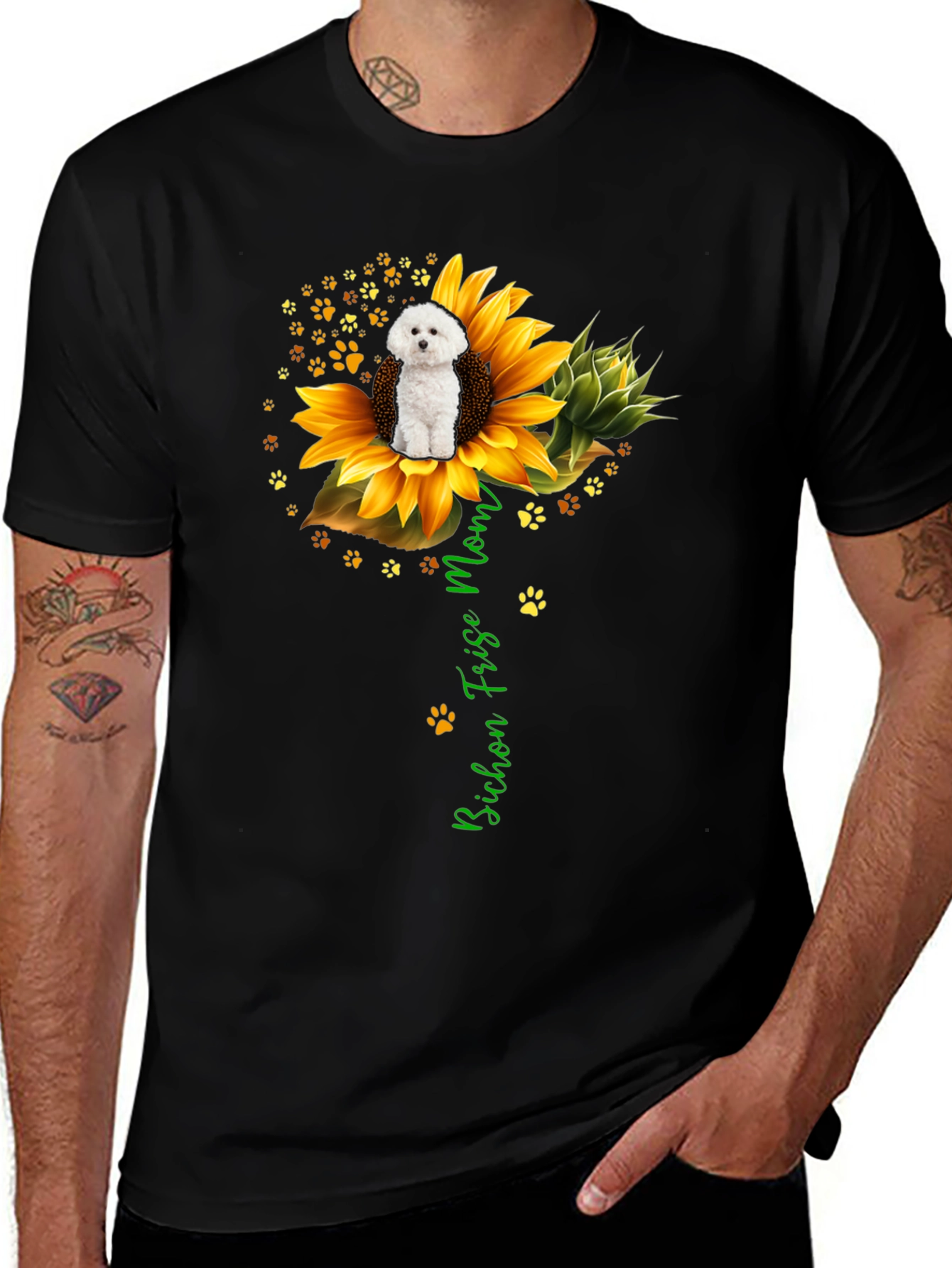 Variant 19 of Bichon Frise Mom Sunflower Graphic Tee