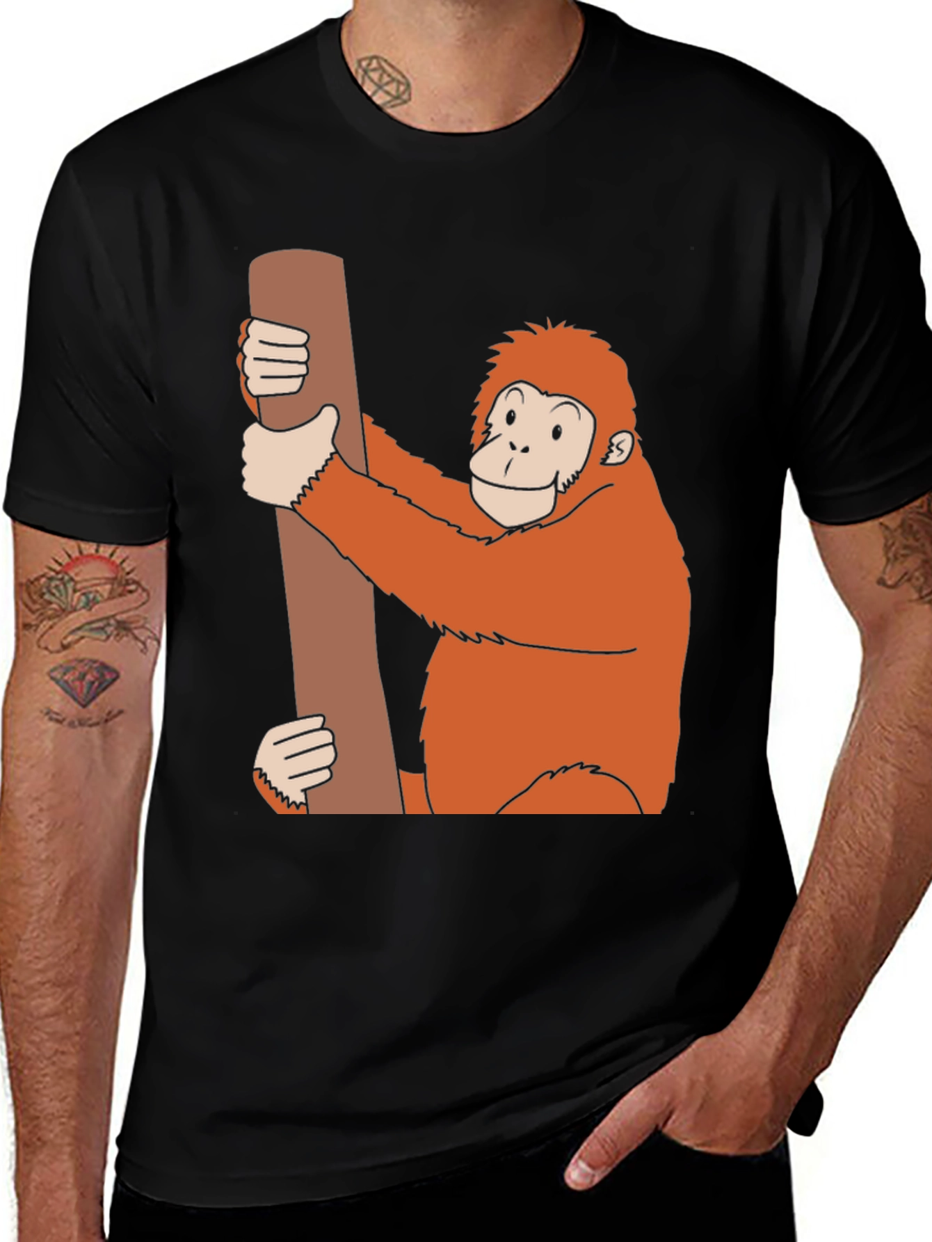 Variant 14 of Orangutan Holding Log Graphic T-Shirt