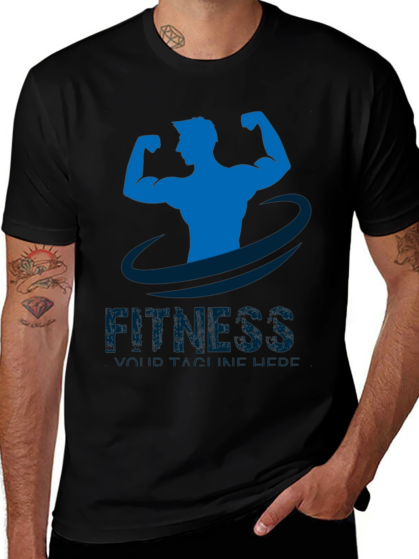 Variant 22 of Men's Fitness Graphic T-Shirt - Black