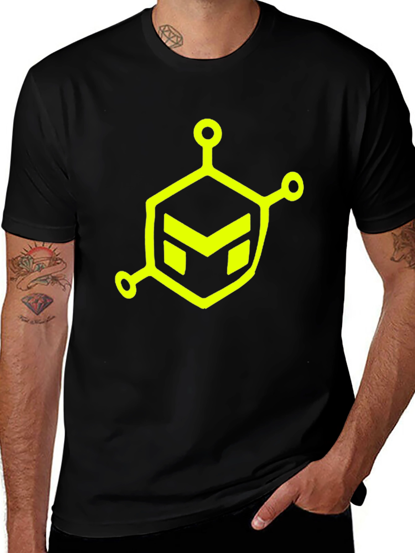 Variant 16 of Cyber Hex Tee - Black Graphic T-Shirt