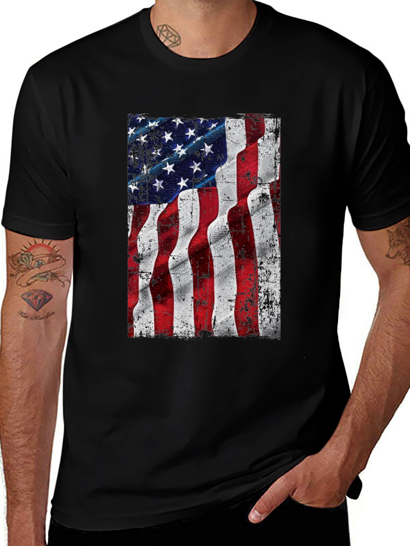 Variant 28 of American Flag Grunge Graphic Tee - Patriotic Style