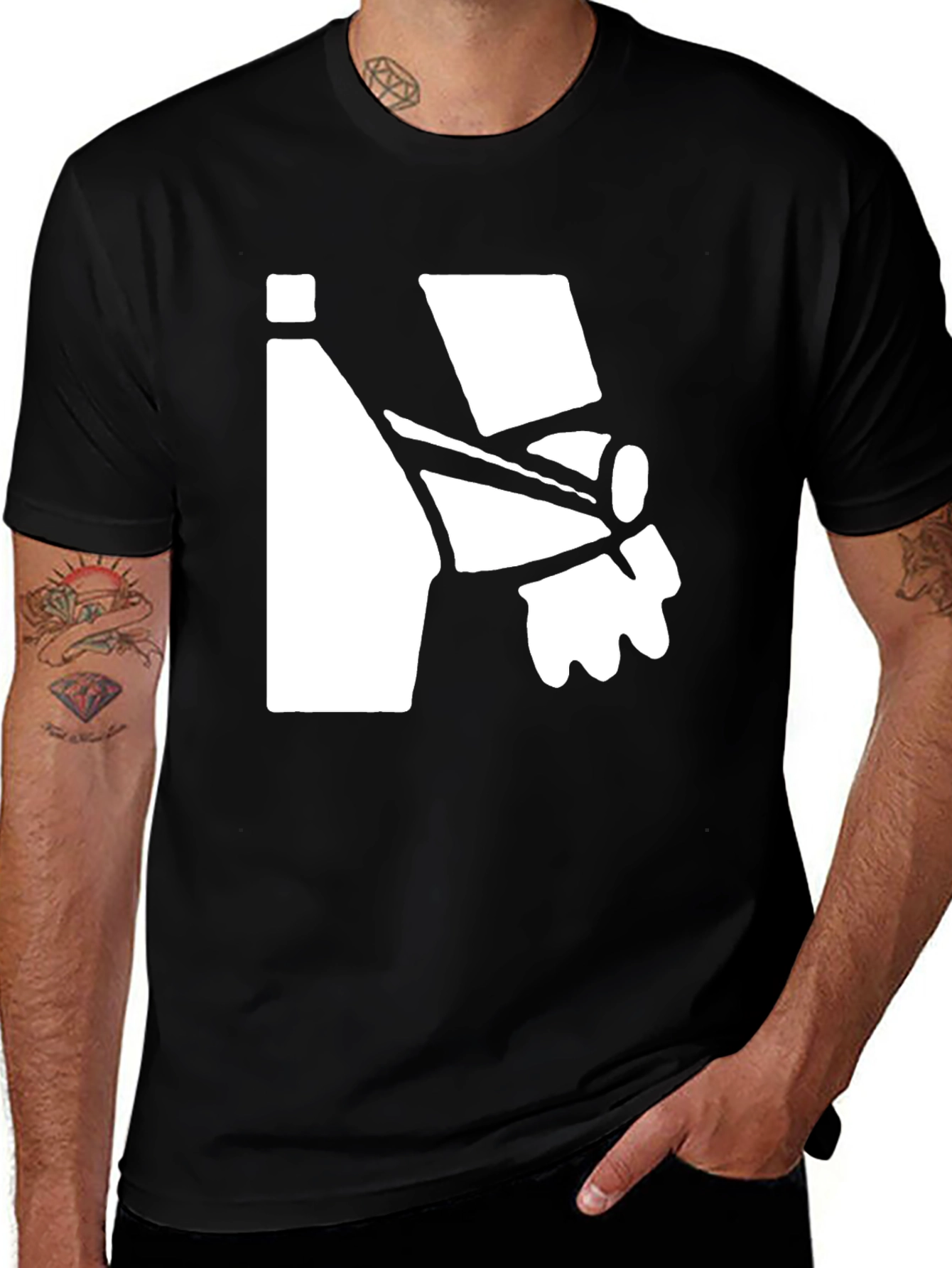 Variant 25 of Abstract Graphic Tee - Black Cotton Blend T-Shirt