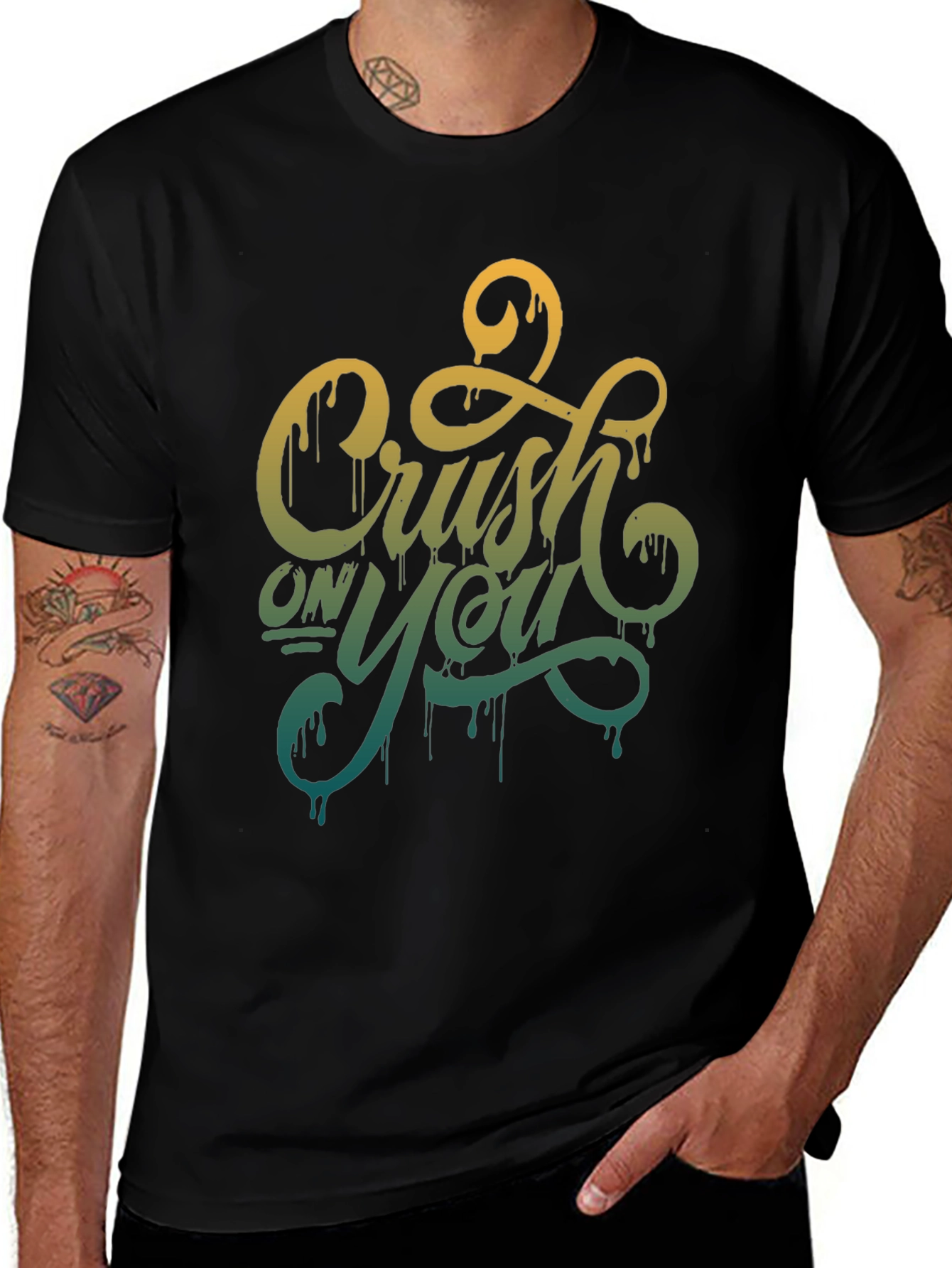 Variant 16 of Crush On You Graphic Tee - Trendy Black T-Shirt