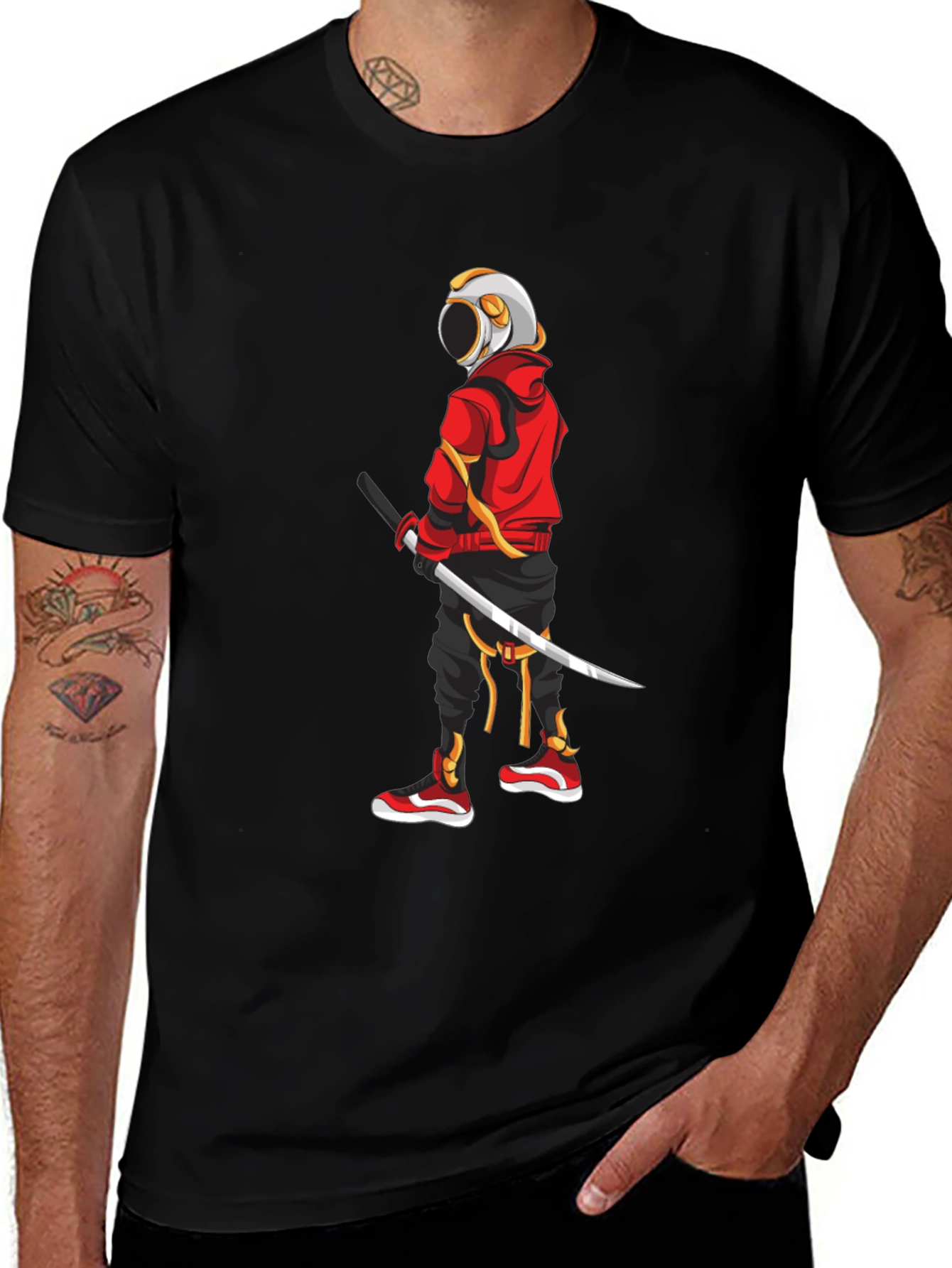 Variant 19 of Urban Samurai Graphic Tee - Black Cotton T-Shirt