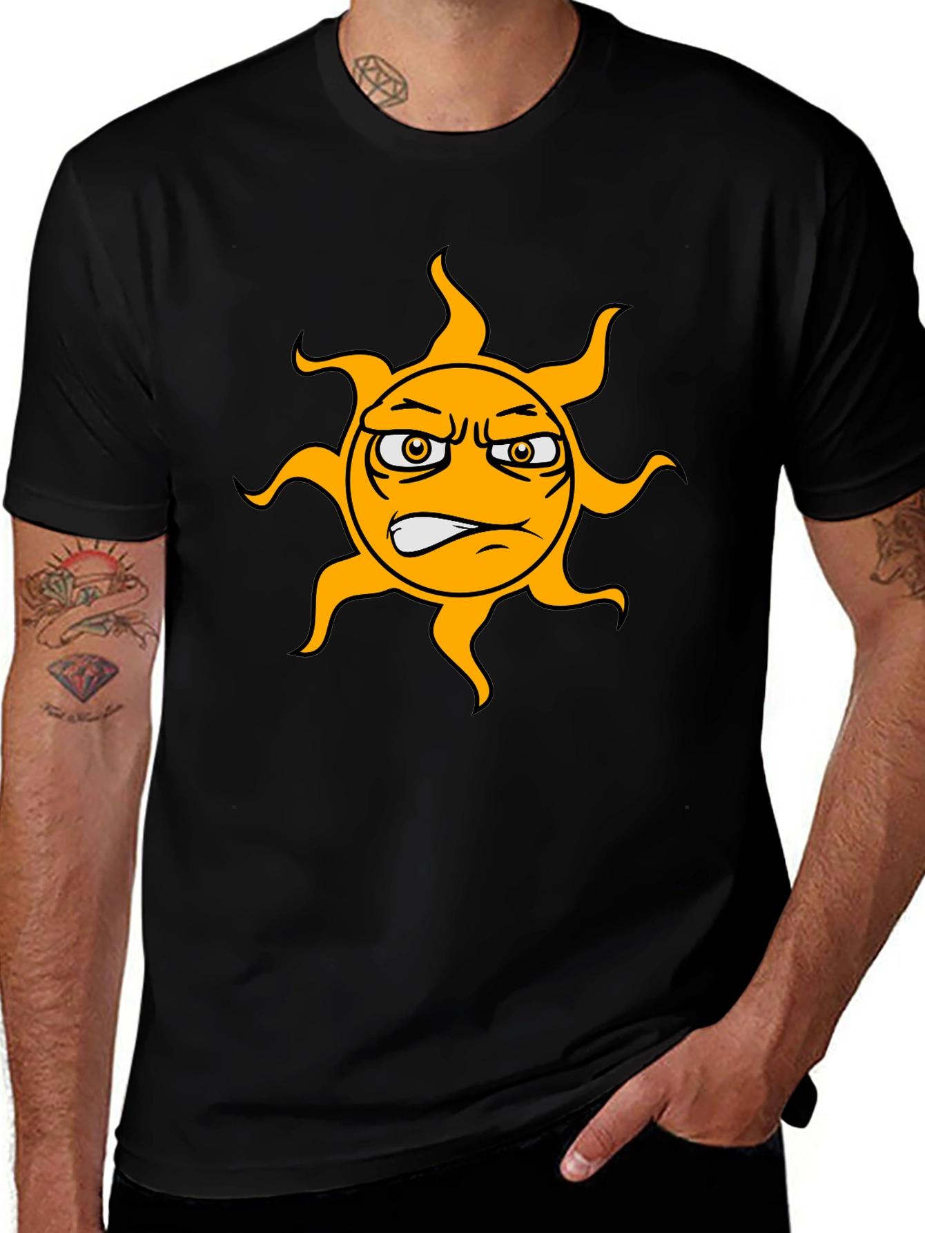 Variant 24 of Grumpy Sun Graphic Tee - Black Cotton T-Shirt