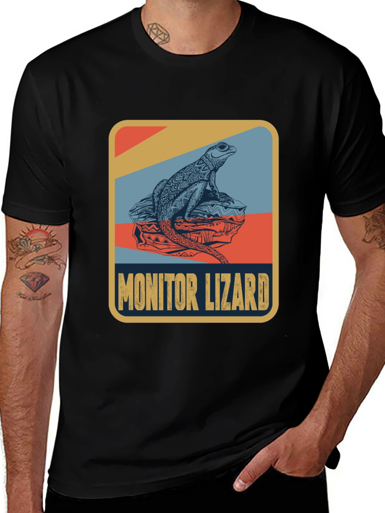 Variant 23 of Monitor Lizard Graphic T-Shirt - Stylish Retro Design