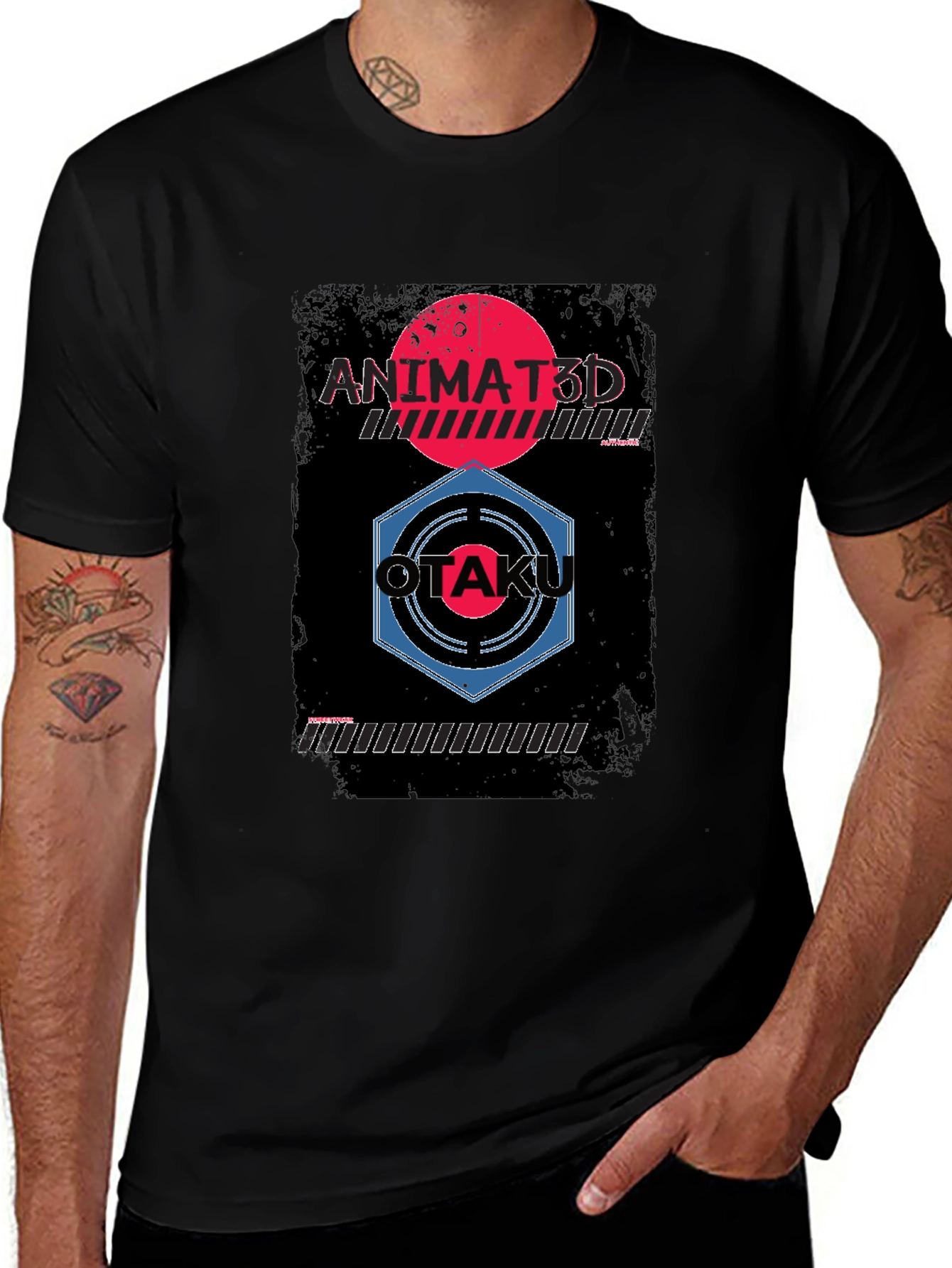 Animated Otaku Graphic Tee - Black