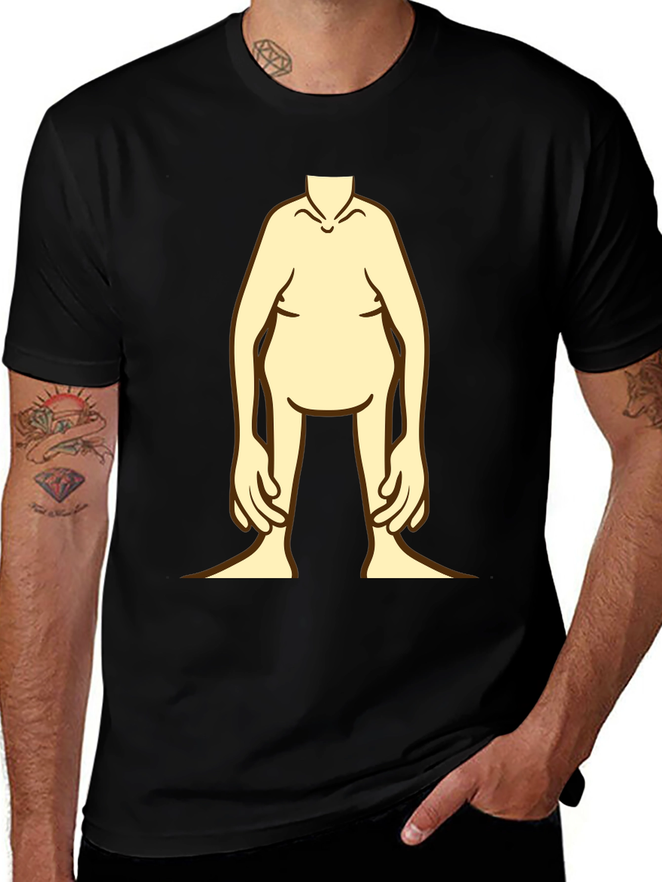Variant 8 of Funny Cartoon Body Black T-Shirt