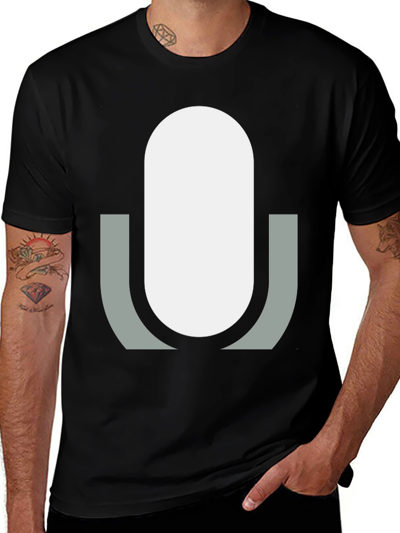 Variant 7 of Minimalist U-Shaped Graphic Tee - Modern Design
