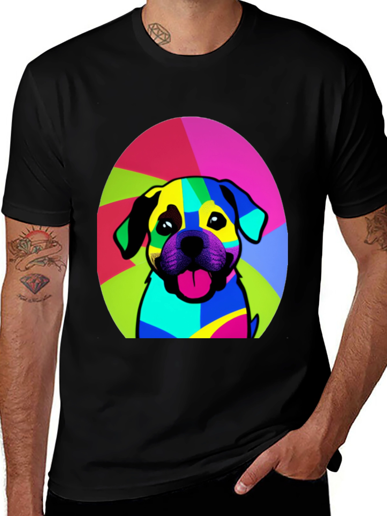 Variant 9 of Colorful Pop Art Dog Graphic Tee