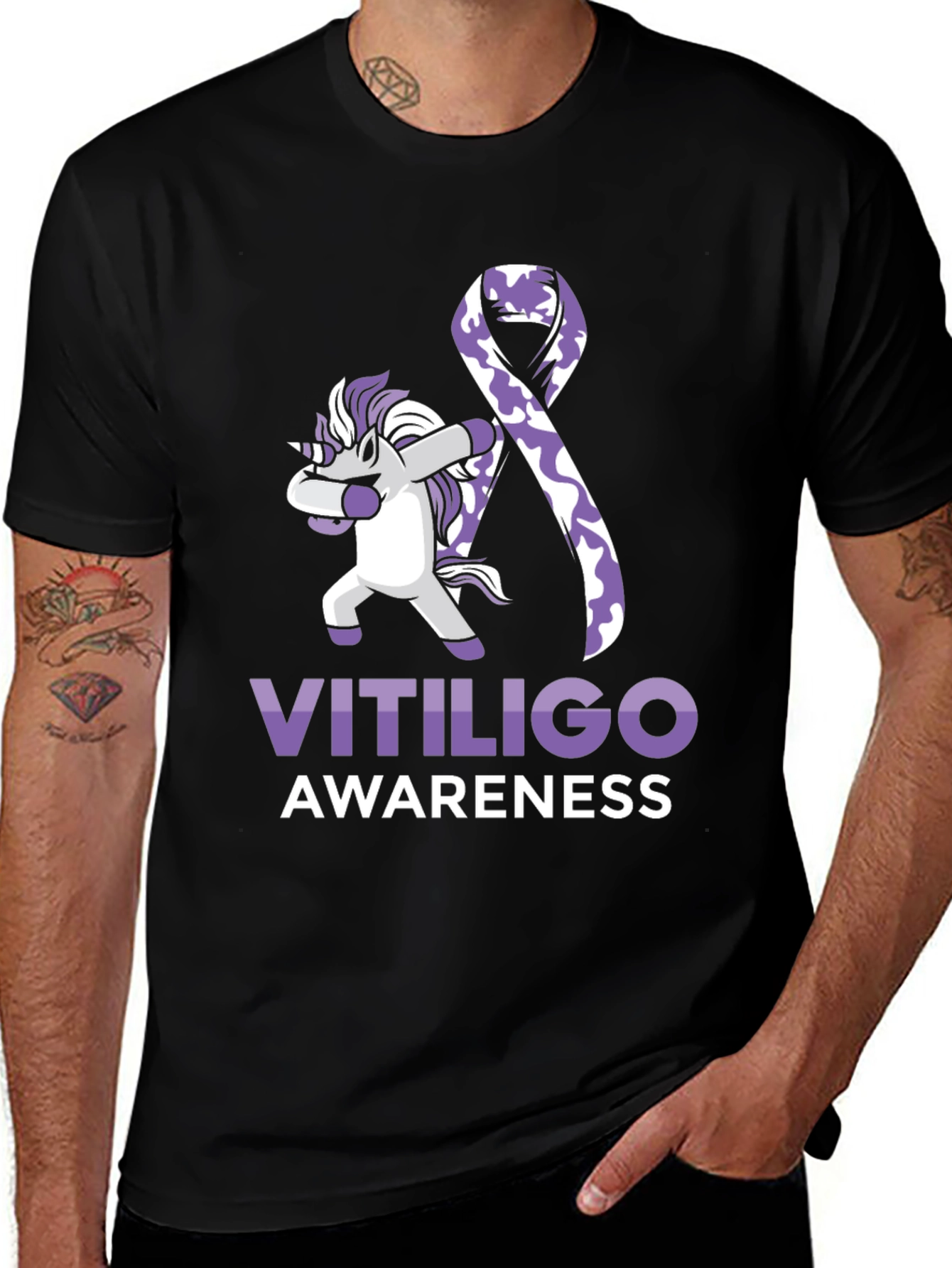 Vitiligo Awareness T-Shirt - Unicorn Dab