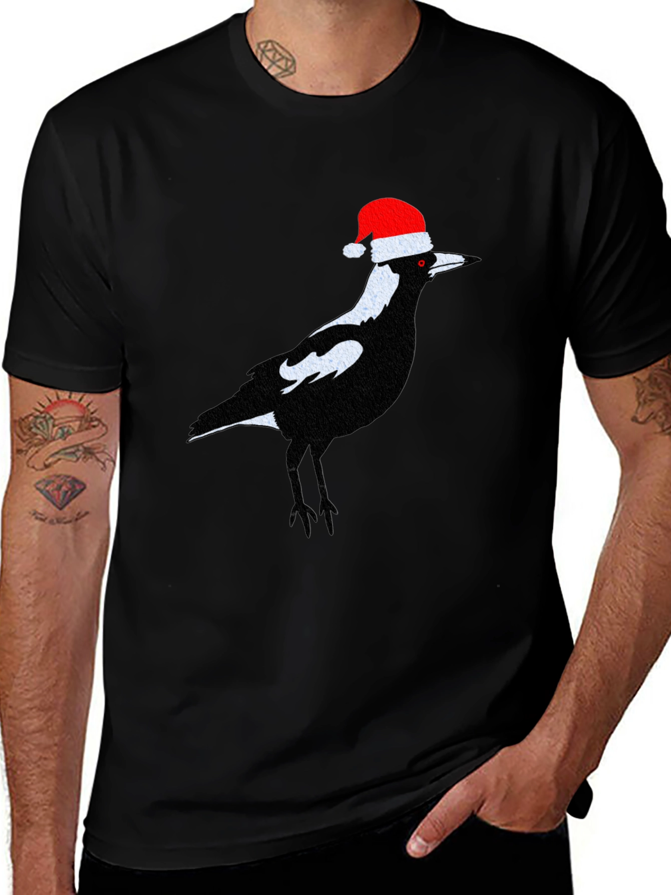 Festive Magpie T-Shirt - Christmas Bird Tee