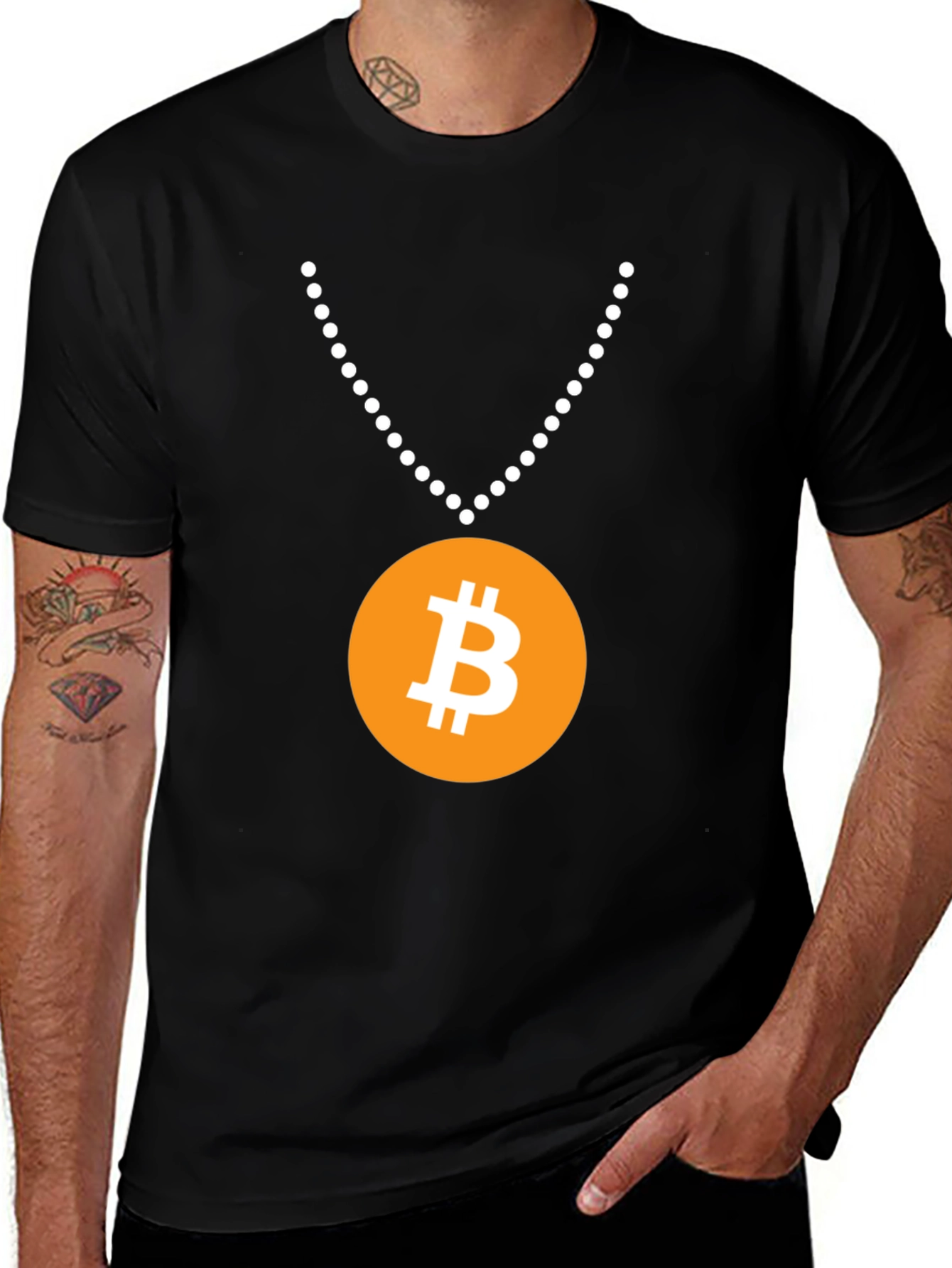 Variant 8 of Bitcoin Necklace T-Shirt - Crypto Fashion Tee