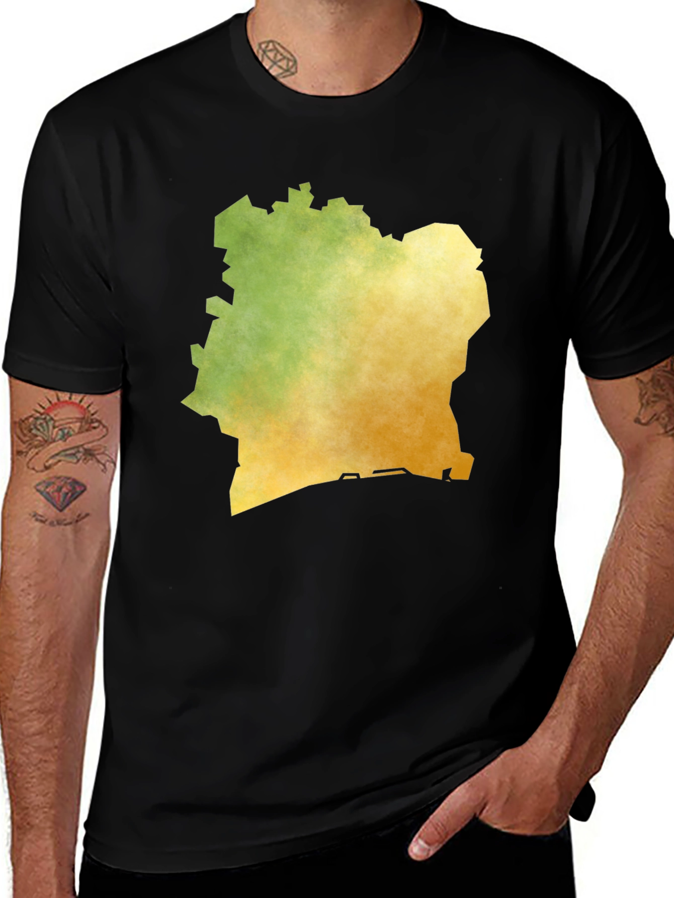 Ivory Coast Map T-Shirt - Black, Graphic Tee