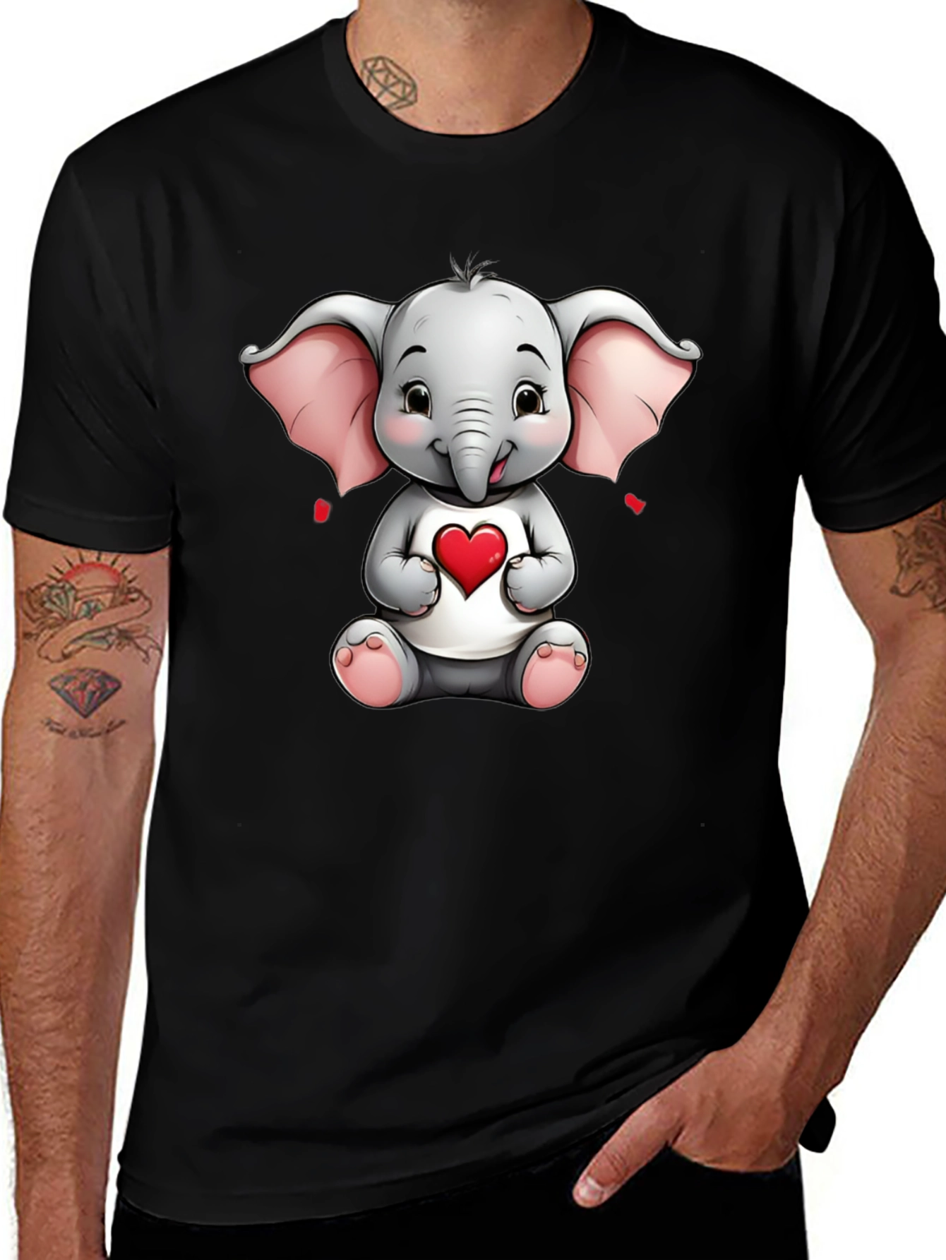 Variant 13 of Cute Elephant with Heart Graphic Tee