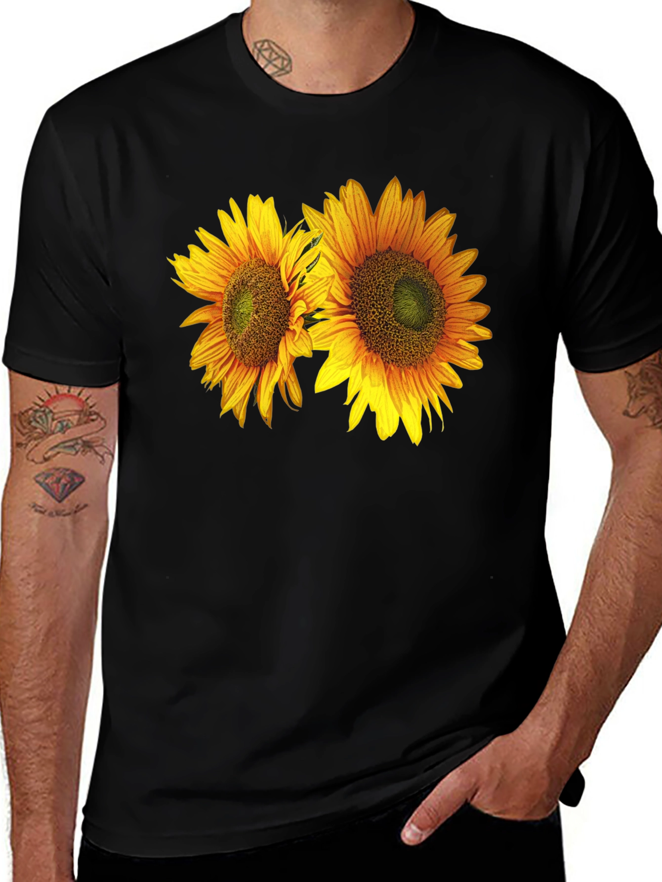 Variant 20 of Sunflower Graphic Black T-Shirt