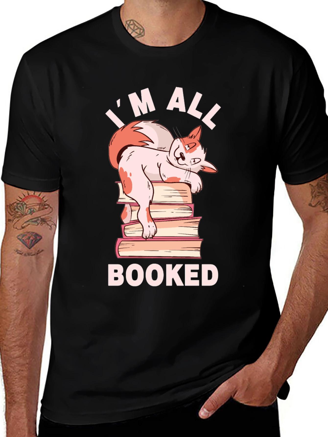 Variant 9 of I'm All Booked Cat T-Shirt