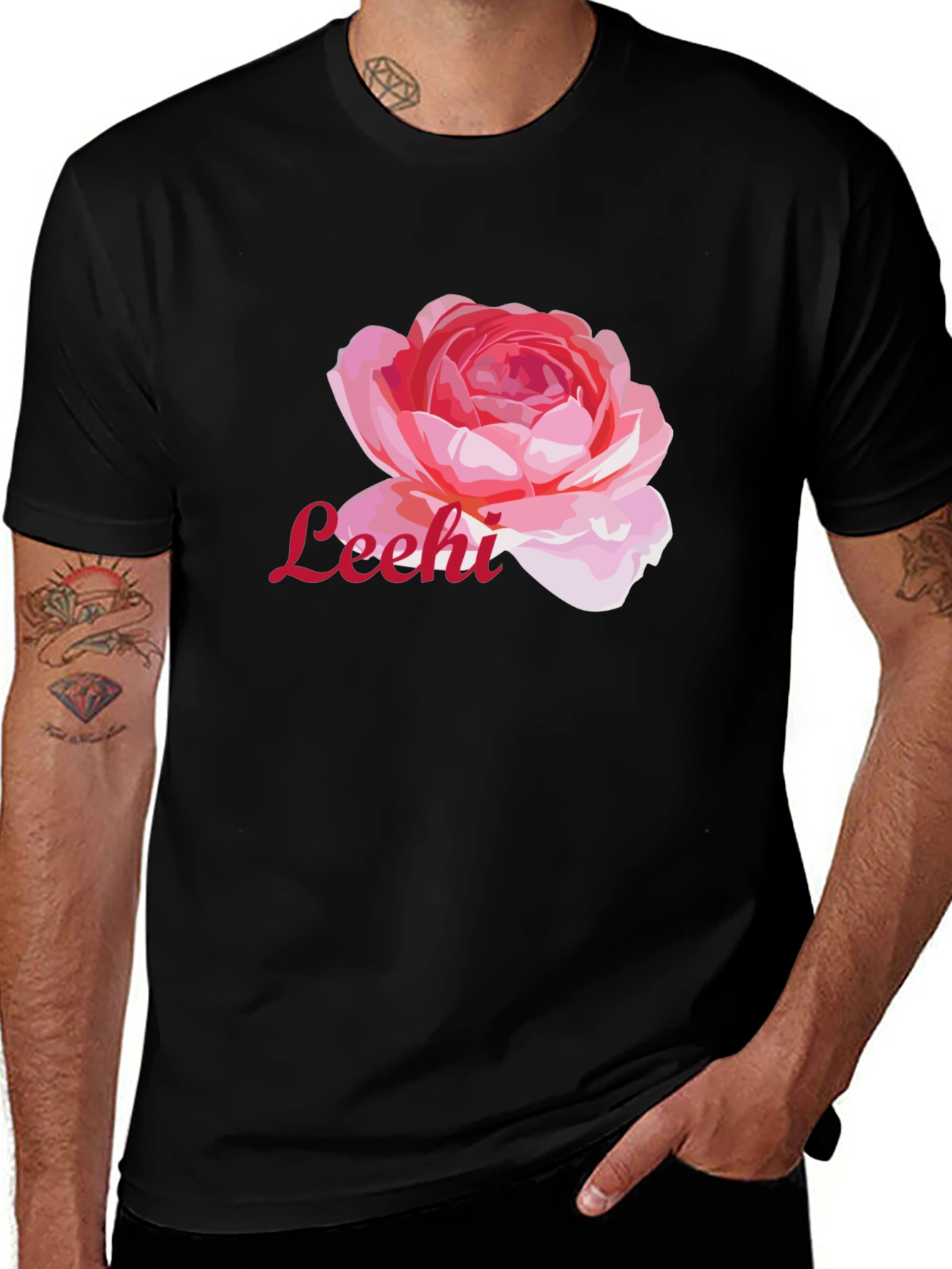 Floral "Leehi" Black Graphic Tee