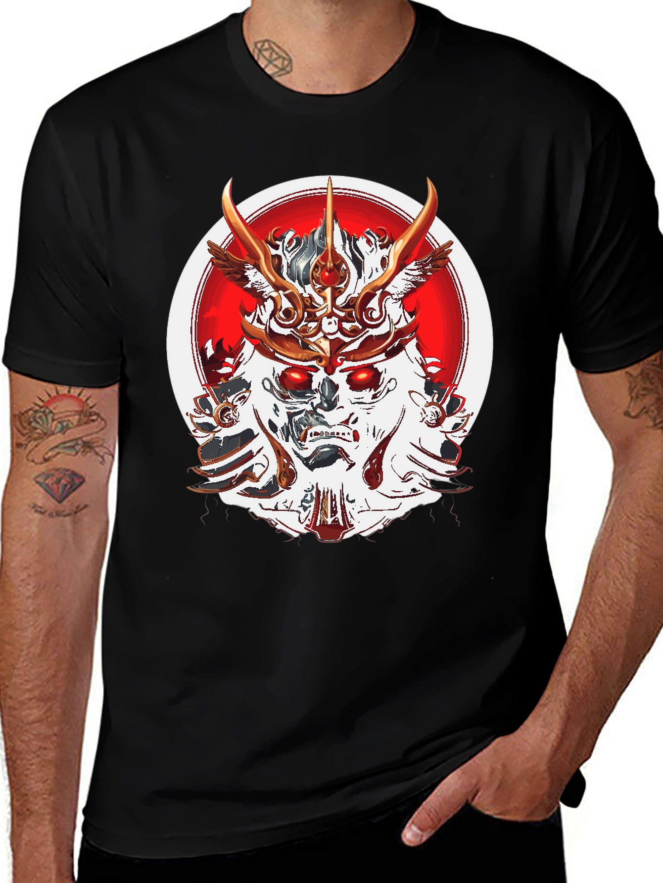 Samurai Warrior Graphic Tee - Men's Black T-Shirt