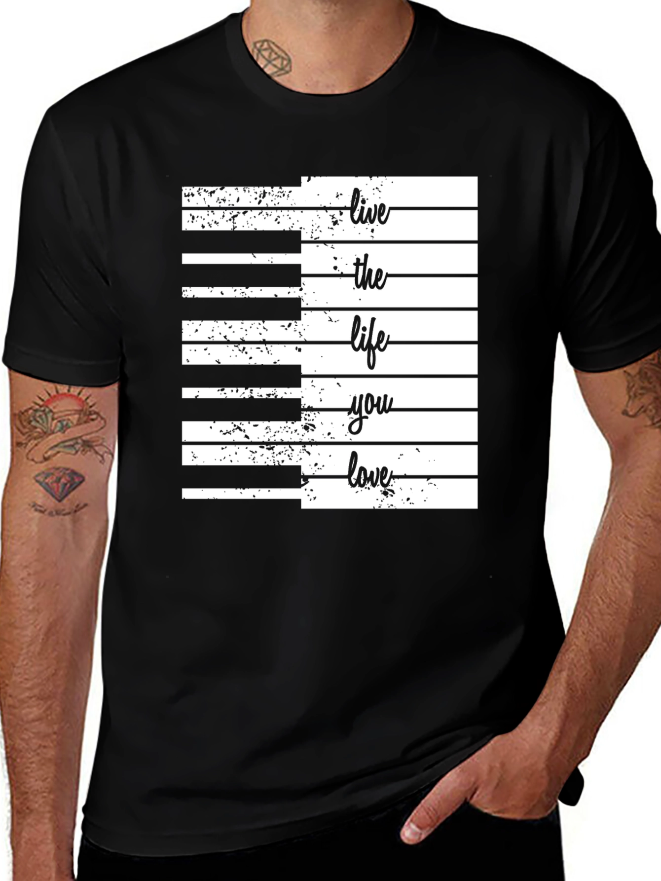 Variant 3 of Live The Life You Love Piano Keys Graphic Tee