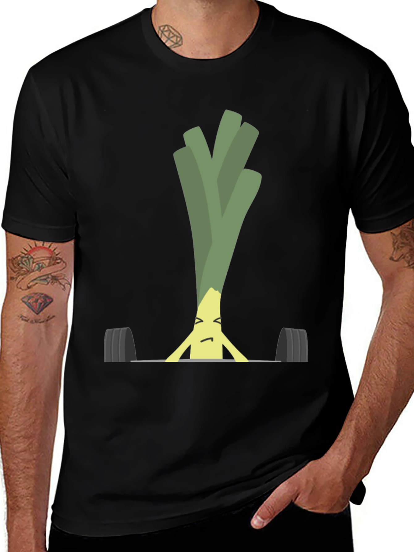 Variant 19 of Funny Leek Lifting Weights Graphic Tee