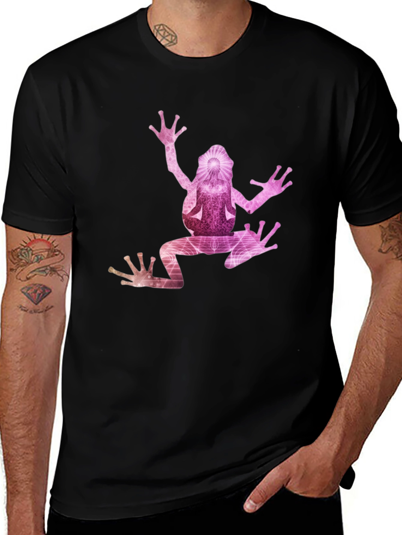 Variant 5 of Black T-Shirt with Artistic Frog Graphic