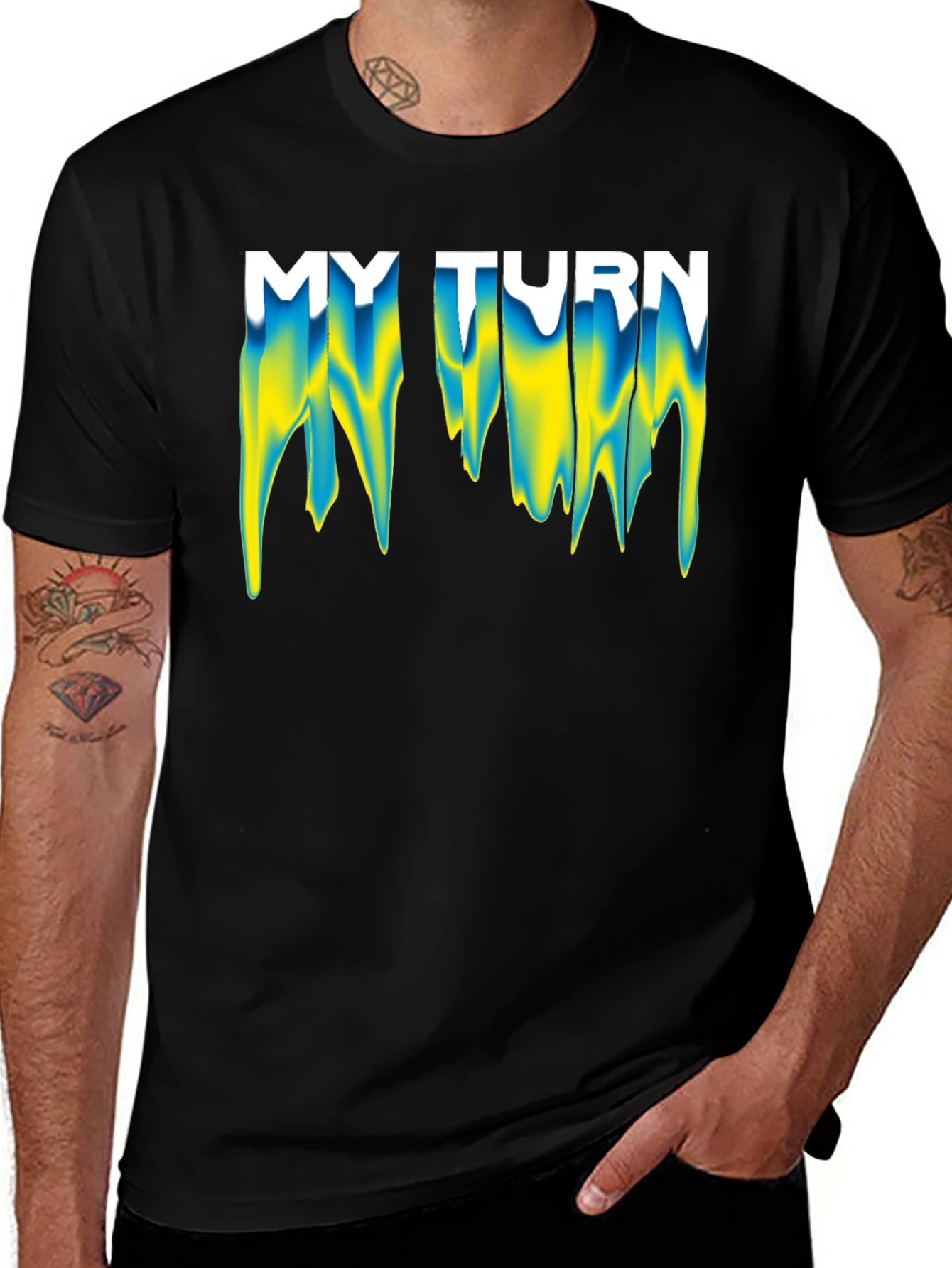 Variant 8 of My Turn Graphic Tee - Black Cotton T-Shirt