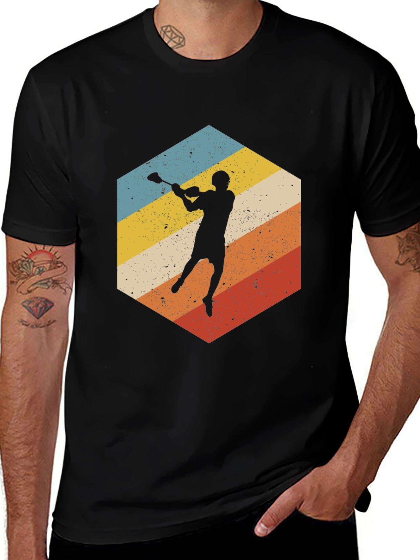 Variant 25 of Retro Lacrosse Player Graphic T-Shirt