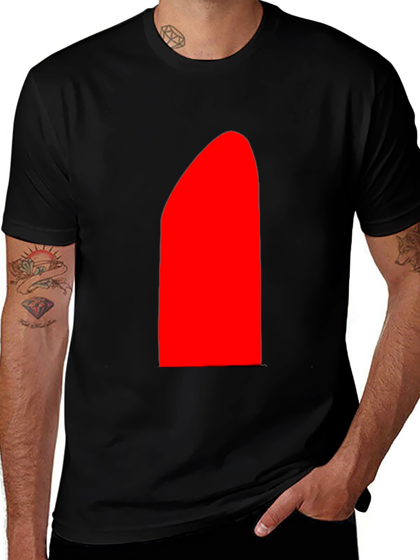 Variant 26 of Men's Black T-Shirt with Bold Red Design