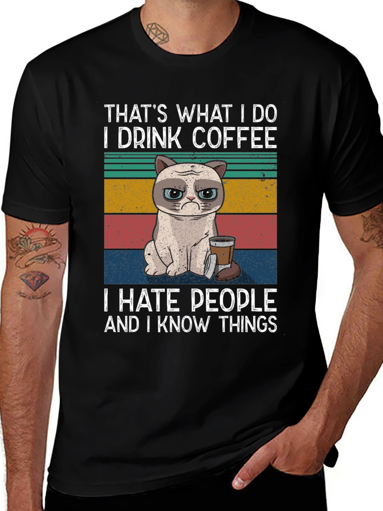 Variant 3 of Grumpy Cat Coffee Drinker T-Shirt