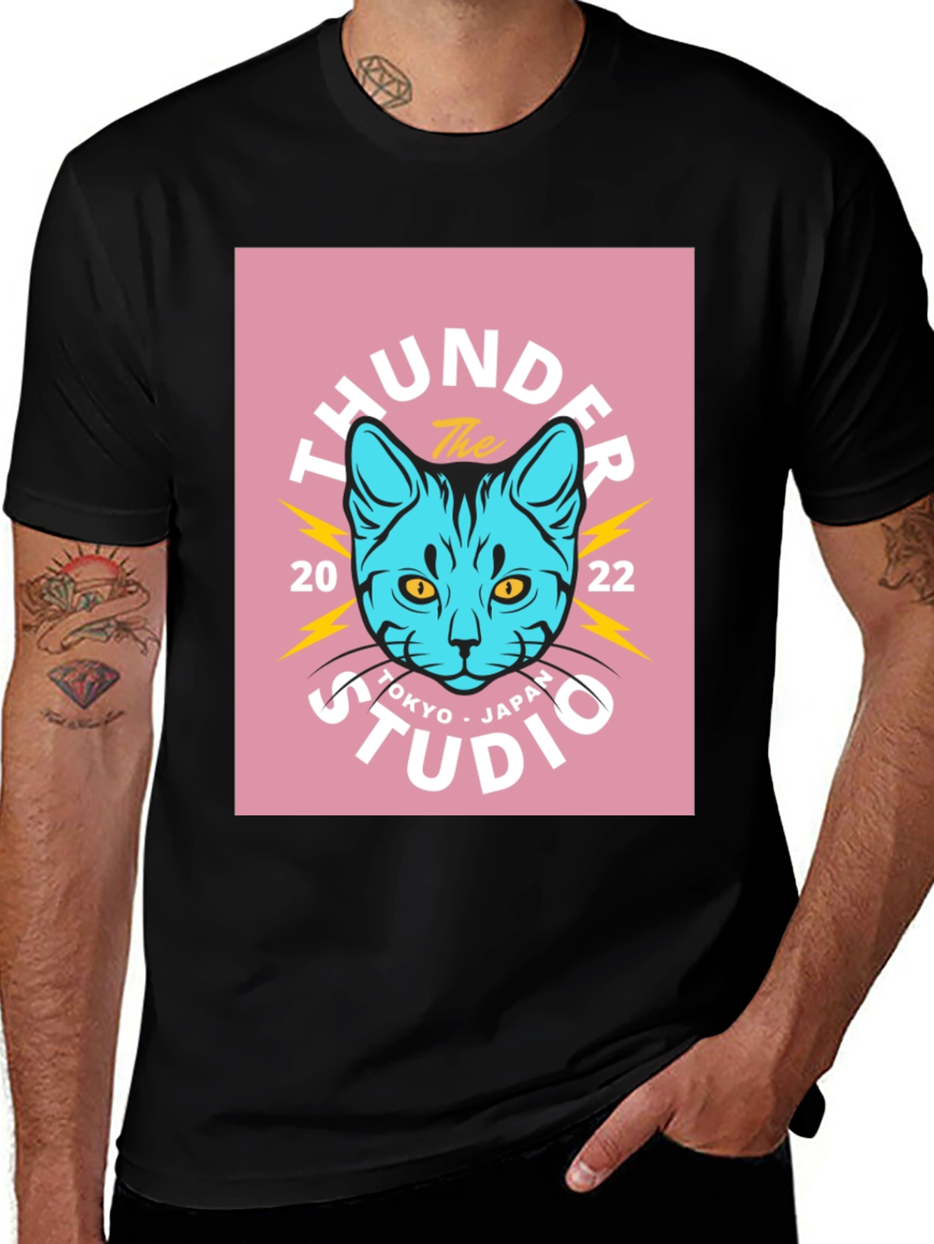Thunder Studio Tokyo Cat Graphic T-Shirt