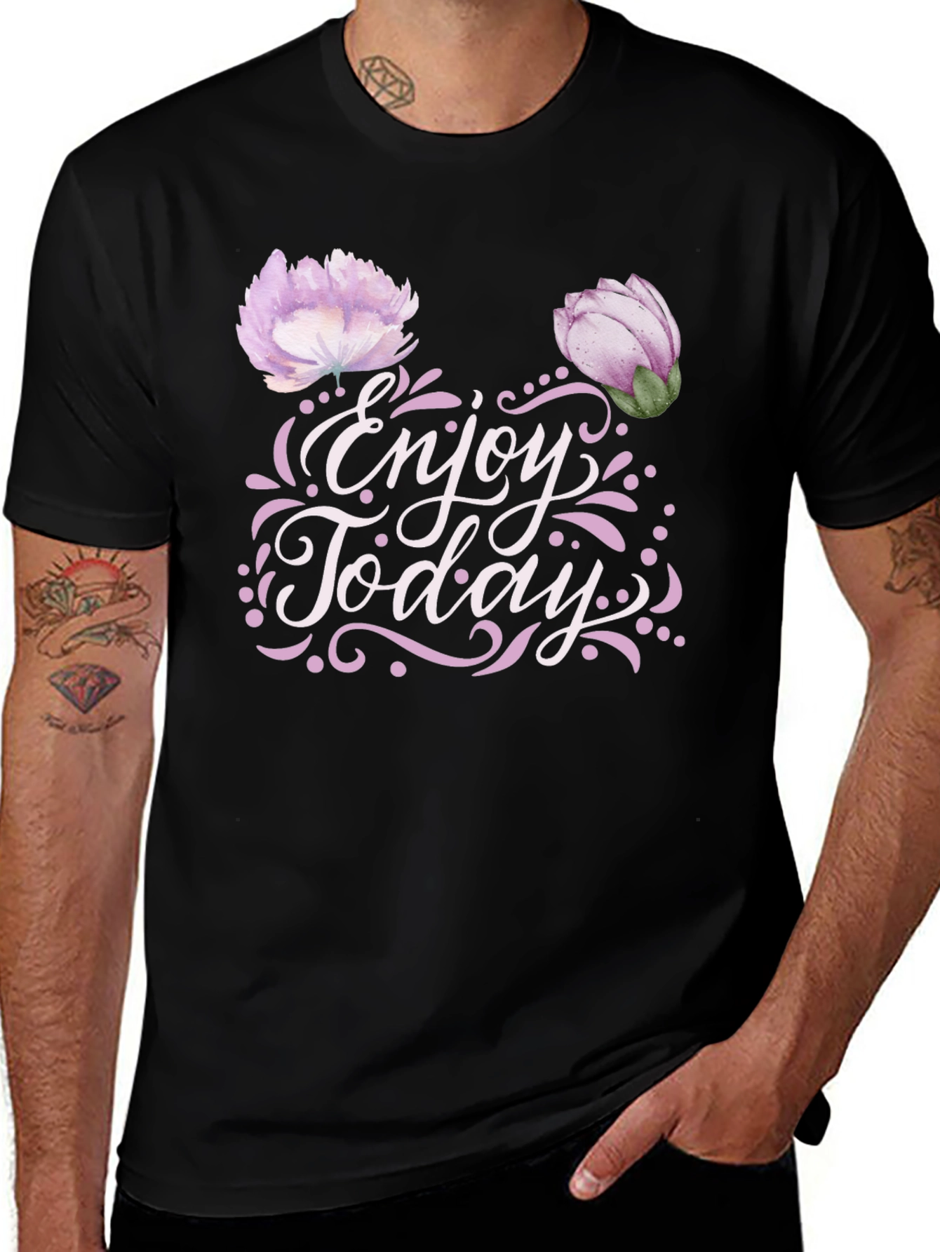 Variant 20 of Enjoy Today Floral Graphic Black T-Shirt